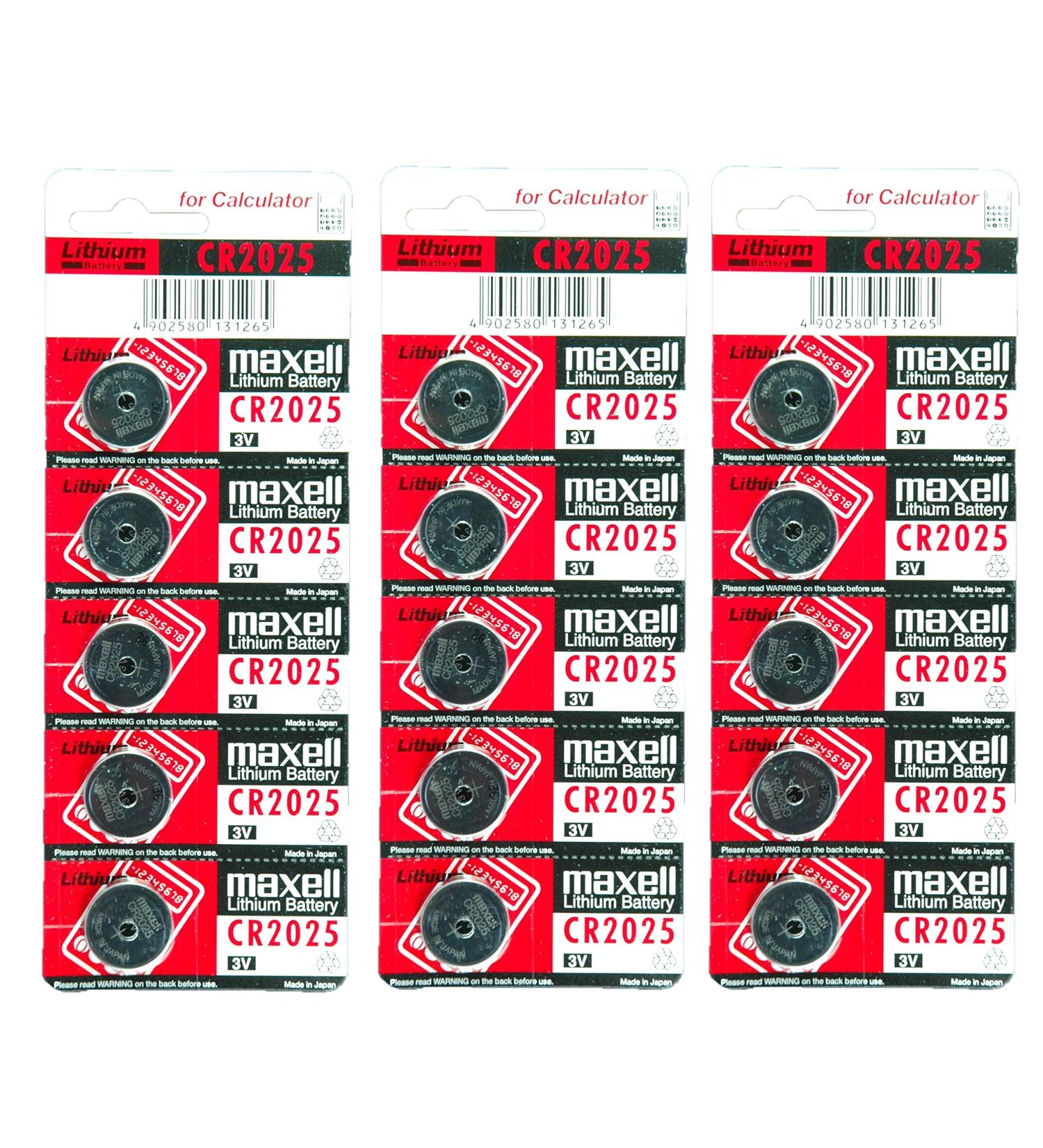 Maxell CR2025 3V Lithium Coin Batteries Made in Japan Version 15 Count
