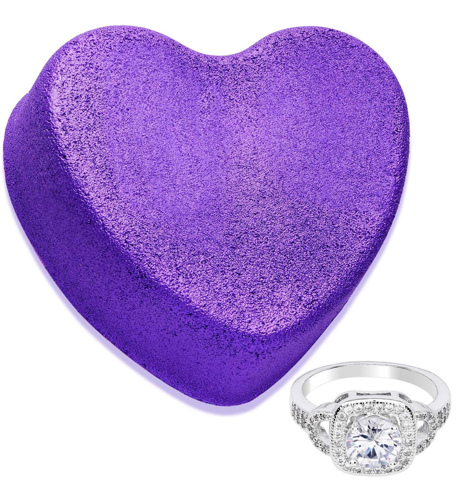 Size 5 Cosmic Love Heart Bath Bomb with Jewelry | USA-Made Skin Moisturizing Fizzie | Purple | 1 Count - Buy Online on GoSupps.com