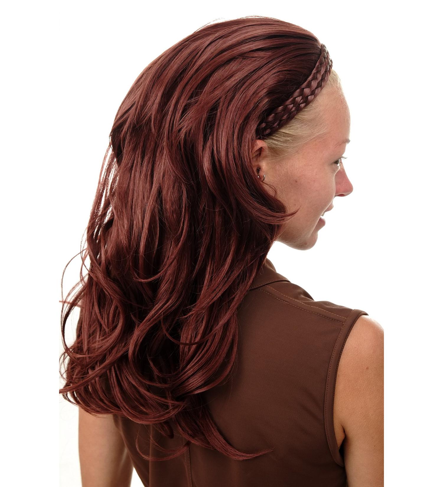 WIG ME UP 90607-35 Half Wig Hairpiece - Classy Long Wavy Braided Headband in Rust Brown - Wild Wetlook Style for International Shipping - Buy Online on GoSupps.com
