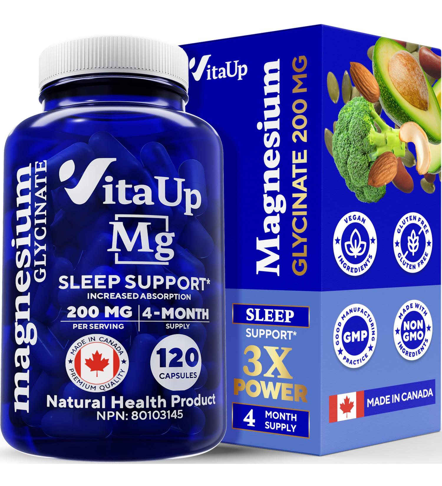 VitaUp Magnesium Glycinate for Men & Women - Magnesium Bisglycinate 200mg Capsules - High Absorption Magnesium Oxide - Muscle Function - Heart & Metabolism Support Magnesium Supplements 120 Vegan Caps 200mg Gentle - Buy Online on GoSupps.com
