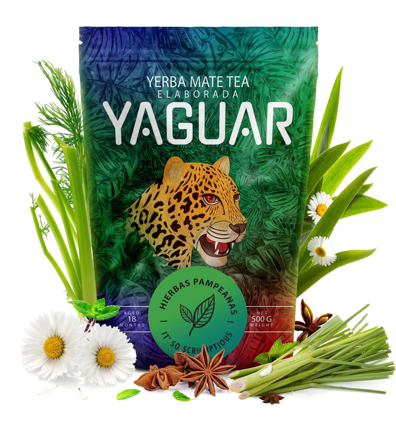 Venusti sp Z oo Yaguar Hierbas Pampeanas 05 kg Aromatic herbs yerba mate 500 g Great incentive Full of natural caffeine Yerba Mate tea from Brazil 500g - Buy Online on GoSupps.com