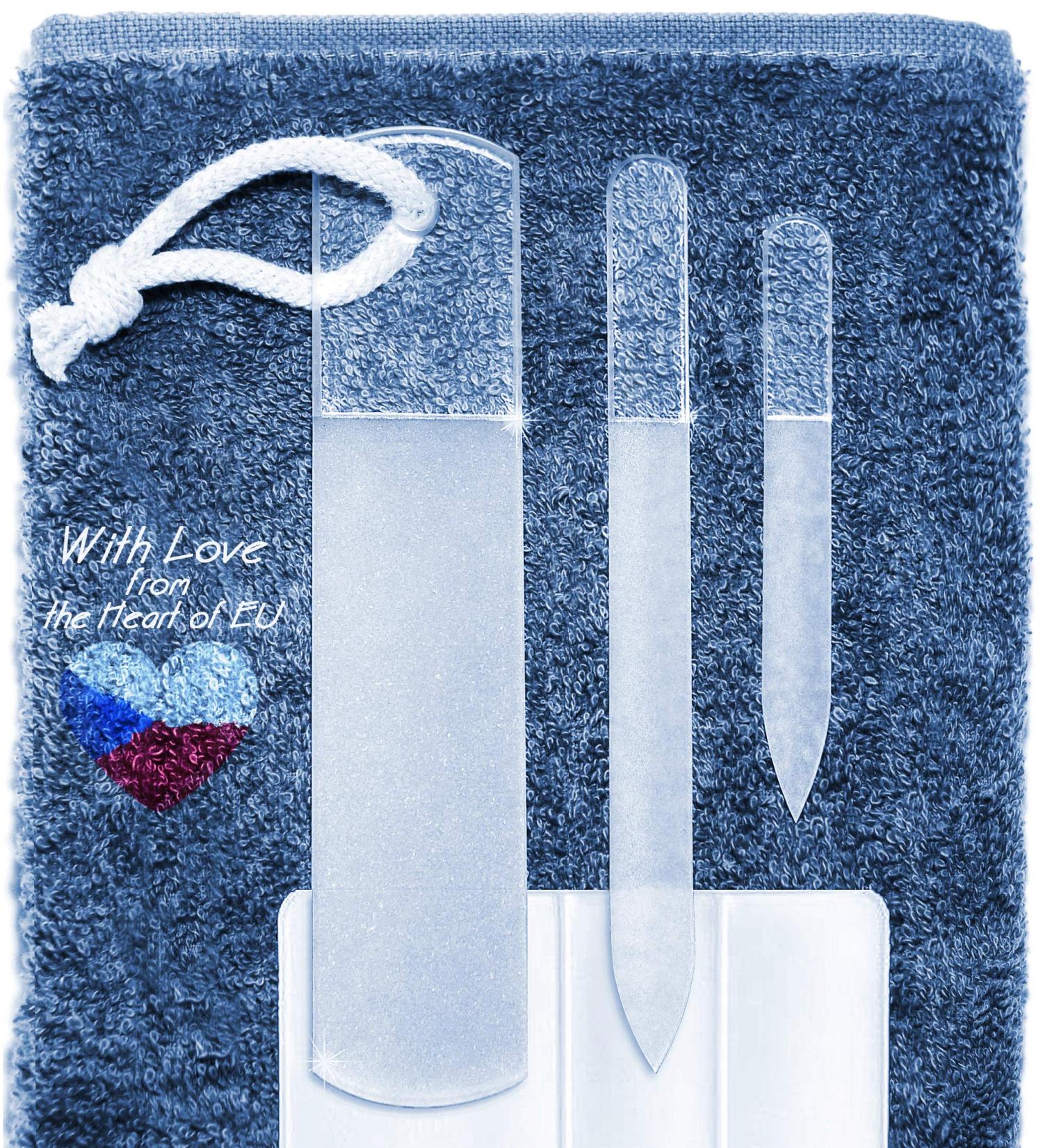 Gladzy Travel Set: Czech Glass Nail File & Callus Remover Foot Rasp - Professional Manicure/Pedicure Kit with Premium EU Quality - Double Sided Etched Grit Surface - Includes Cotton Towel - Pack of - Buy Online on GoSupps.com