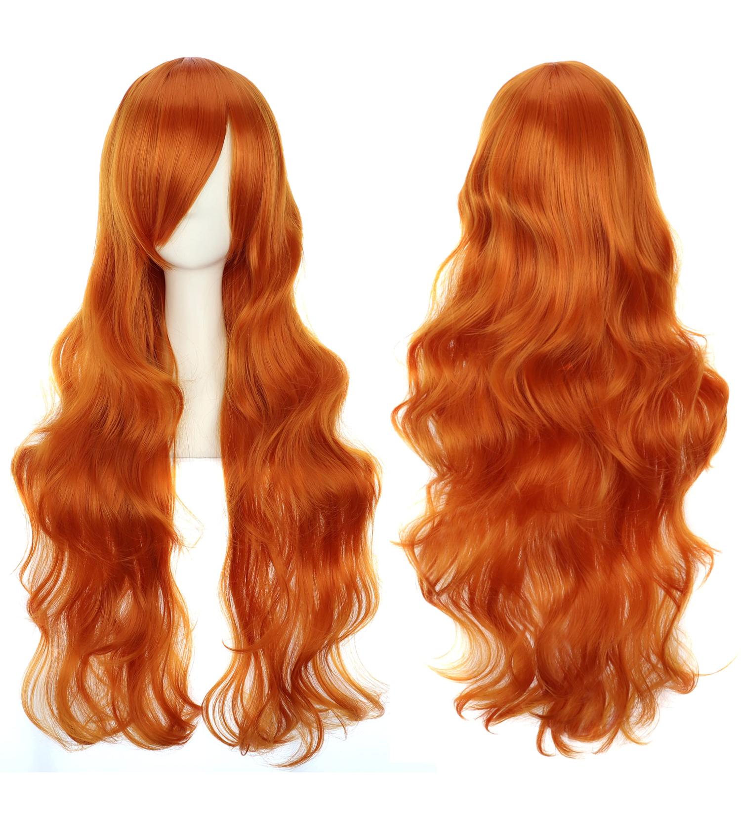 YEESHEDO 32 Long Wavy Curly Hair Cosplay Wig with Bangs in Ginger - Heat Resistant Synthetic Wig for Women | Perfect for Party, Costume, Anime, Halloween - Buy Online on GoSupps.com