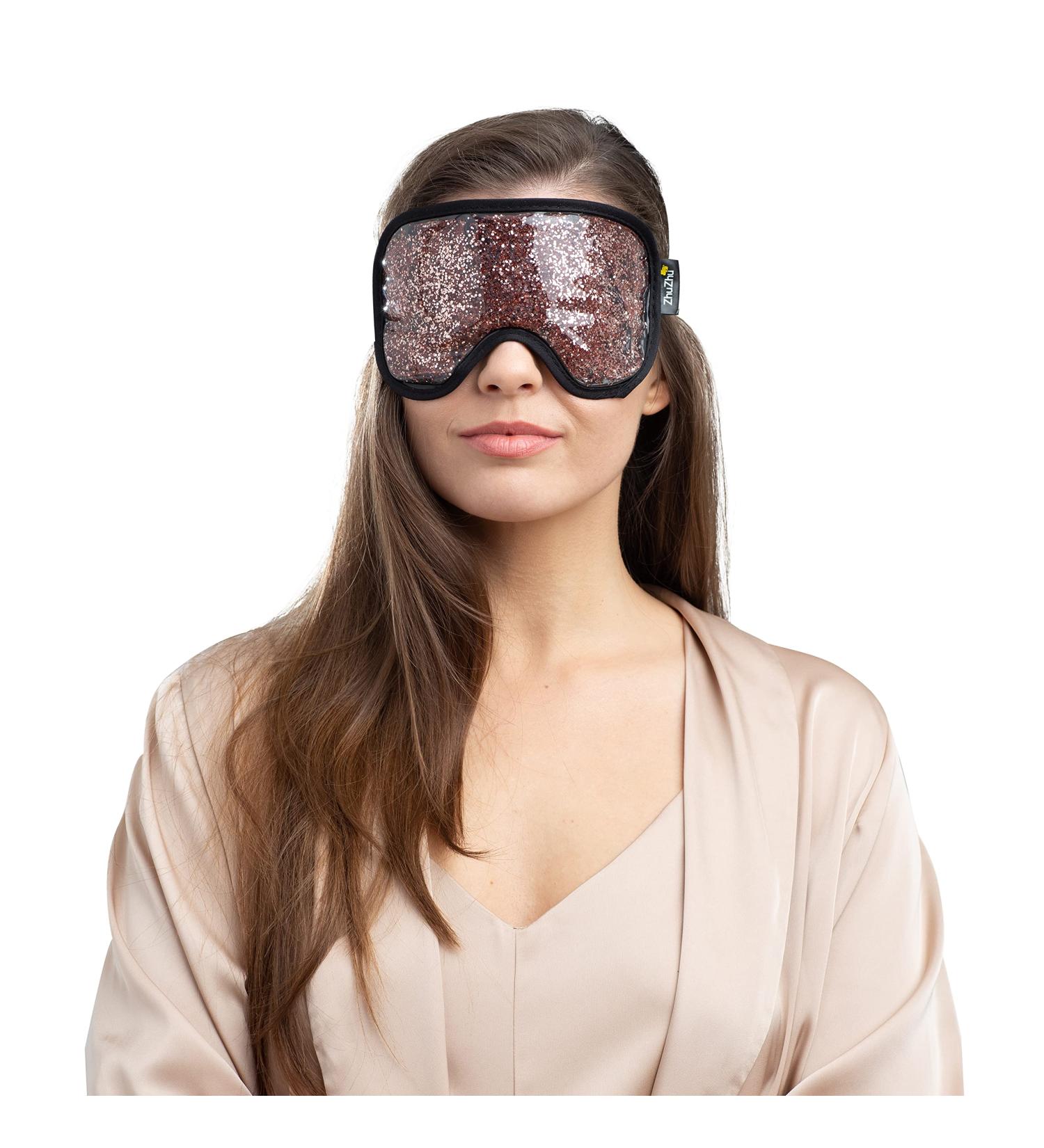 Zhu-Zhu Glitter Gel Hot & Cold Eye Mask - Therapeutic Soothing Relief for Migraines Sinus Pain Tension Headaches Allergies Puffy and Tired Eyes - Rose Gold Rose Gold Glitter - Buy Online on GoSupps.com