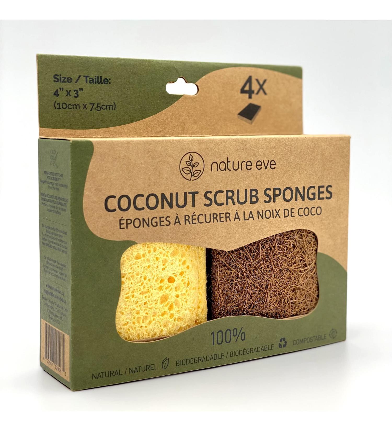Biodegradable Sponge Coconut Fiber with Cellulose Eco Sponge Natural Sponges for Dishes Sustainable Environmentally Friendly Kitchen Scouring Pad Scratch Free Compostable 4 Pack - Buy Online on GoSupps.com