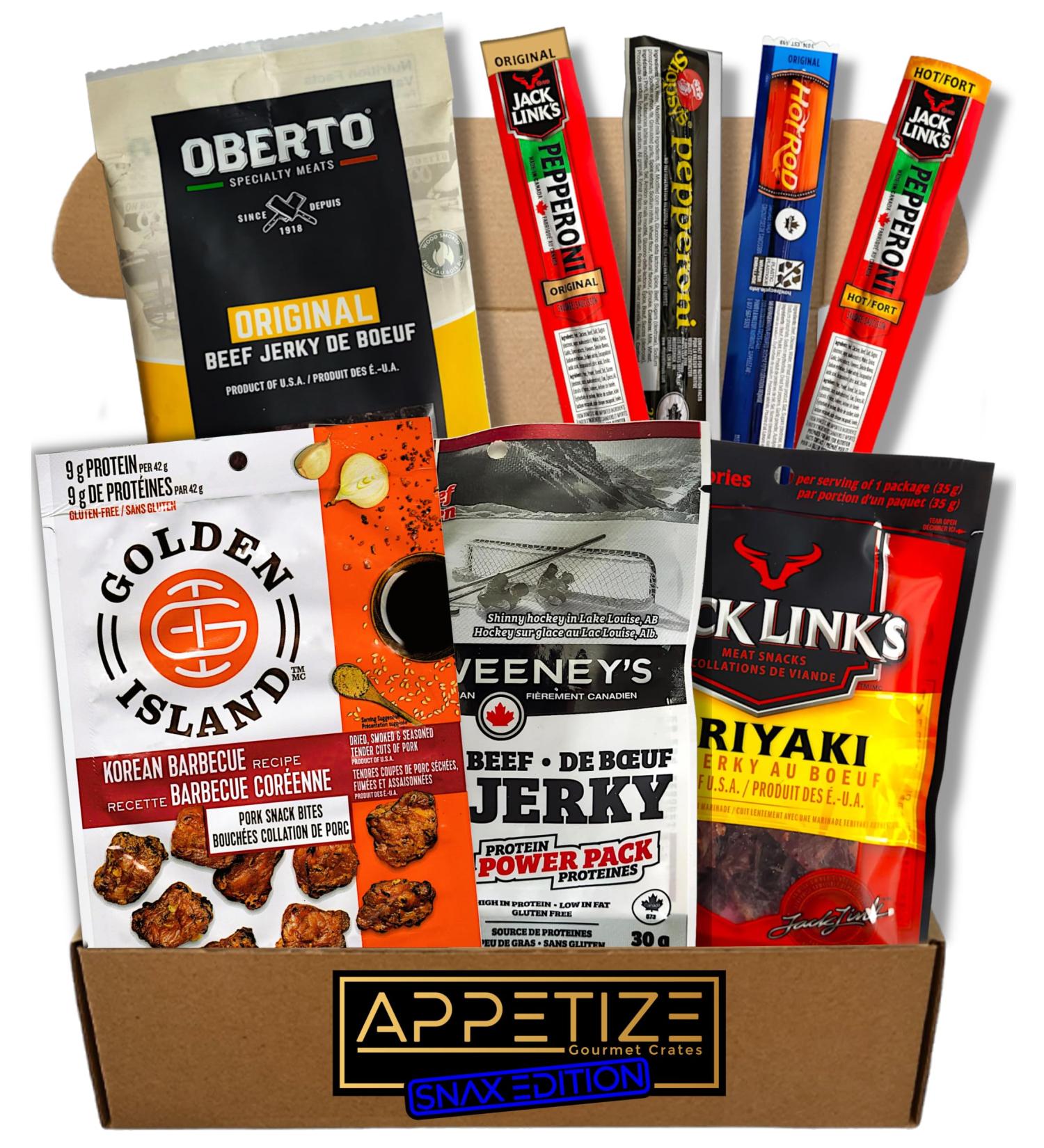 Beef Jerky And Pepperoni Stick Gifts For Men - Birthday Gifts For Men - Meat Gift Basket for Men- Carnivore Snacks for Adults - Gifts for Boyfriend - Fathers Day Gift Basket - Gift Basket For Men - Meat Box Food Gift - (Mailer Box Version) 8 Piece Set - Buy Online on GoSupps.com