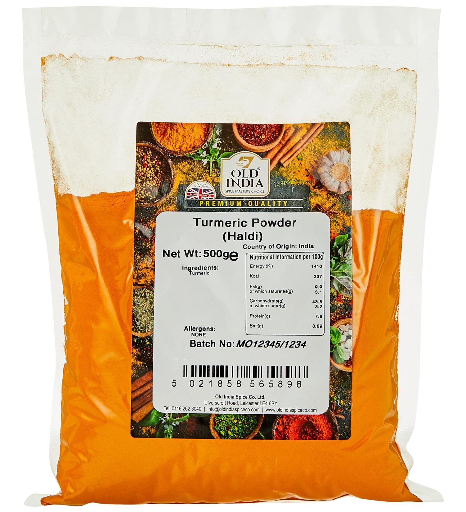 Old India Turmeric Powder (Haldi) 500g - Premium Quality Spice for Cooking - Pack of 1 - Buy Online on GoSupps.com