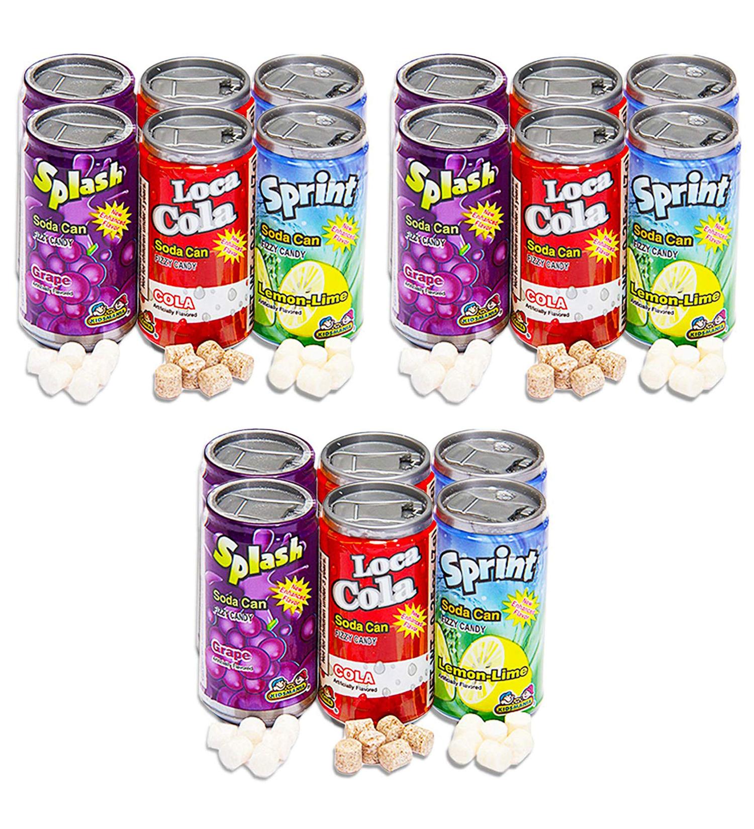 Soda Can Fizzy Candy Value Pack -- 3 Six-Packs (18 Cans Total, Candy Party Favors)