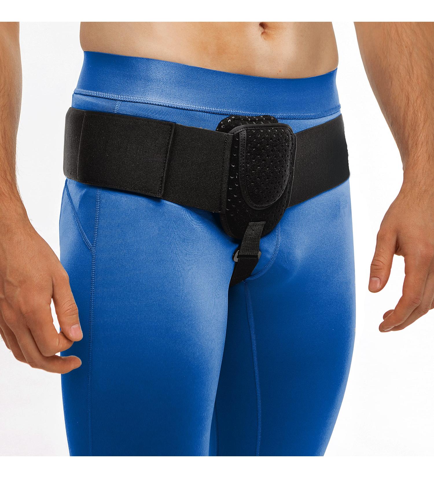 Adjustable Groin Hernia Belt for Men and Women - Pre/Post-Surgical Support - Inguinal Hernia Guard with 2 Removable Pads - Black (S/M) - Buy Online on GoSupps.com
