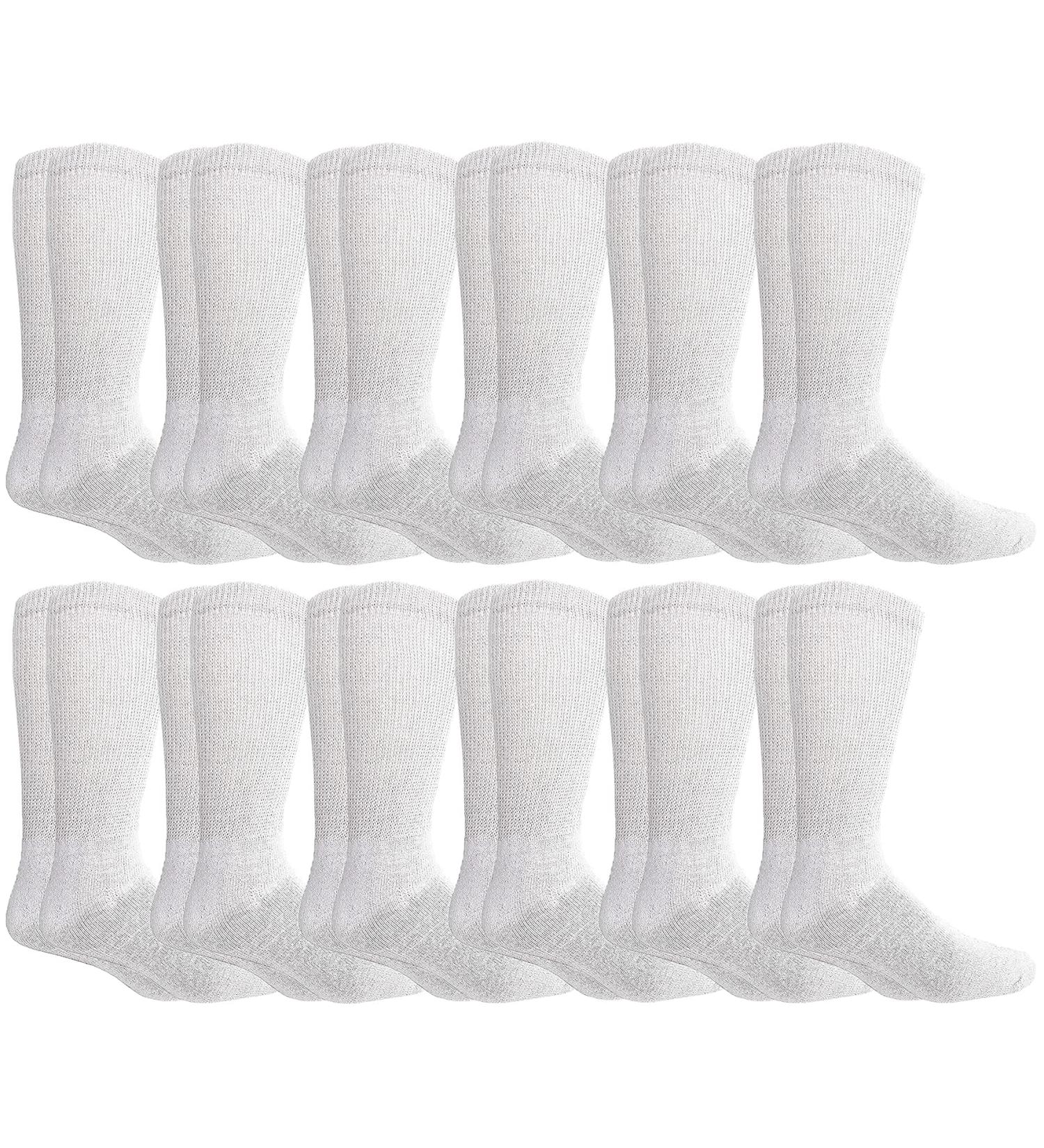 Yacht&Smith Men's King Size Diabetic Socks (Size 13-16) 12 Pairs - White - Buy Online on GoSupps.com
