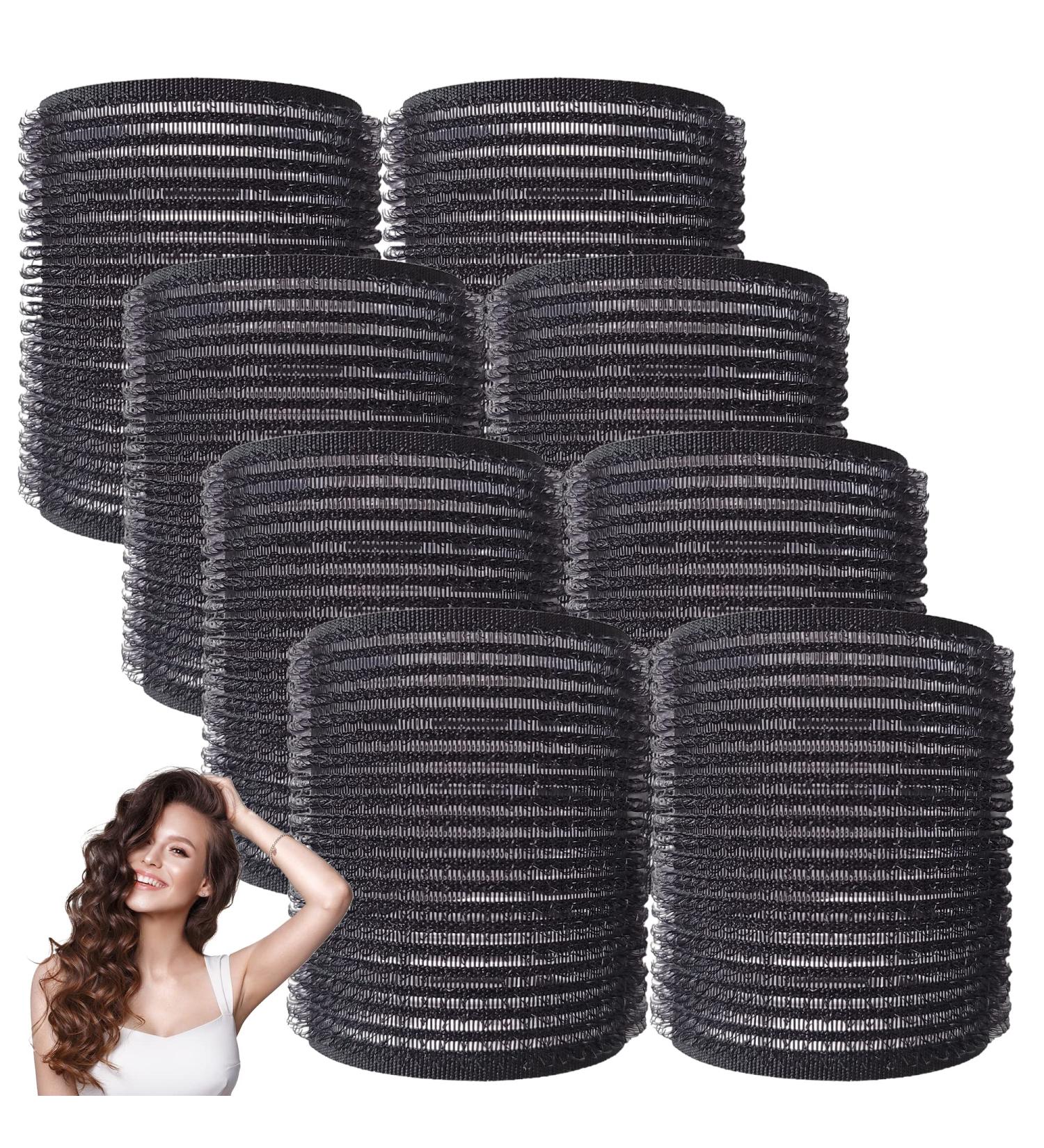 8PK Black Hair Rollers for Hair Volume | Self Holding Large Hair Rollers | Black Velcro Rollers for Hair | Hair Roller for Long Hair & Short Hair | Large Velcro Hairdressing Curler | Salon Hair Curler - Buy Online on GoSupps.com