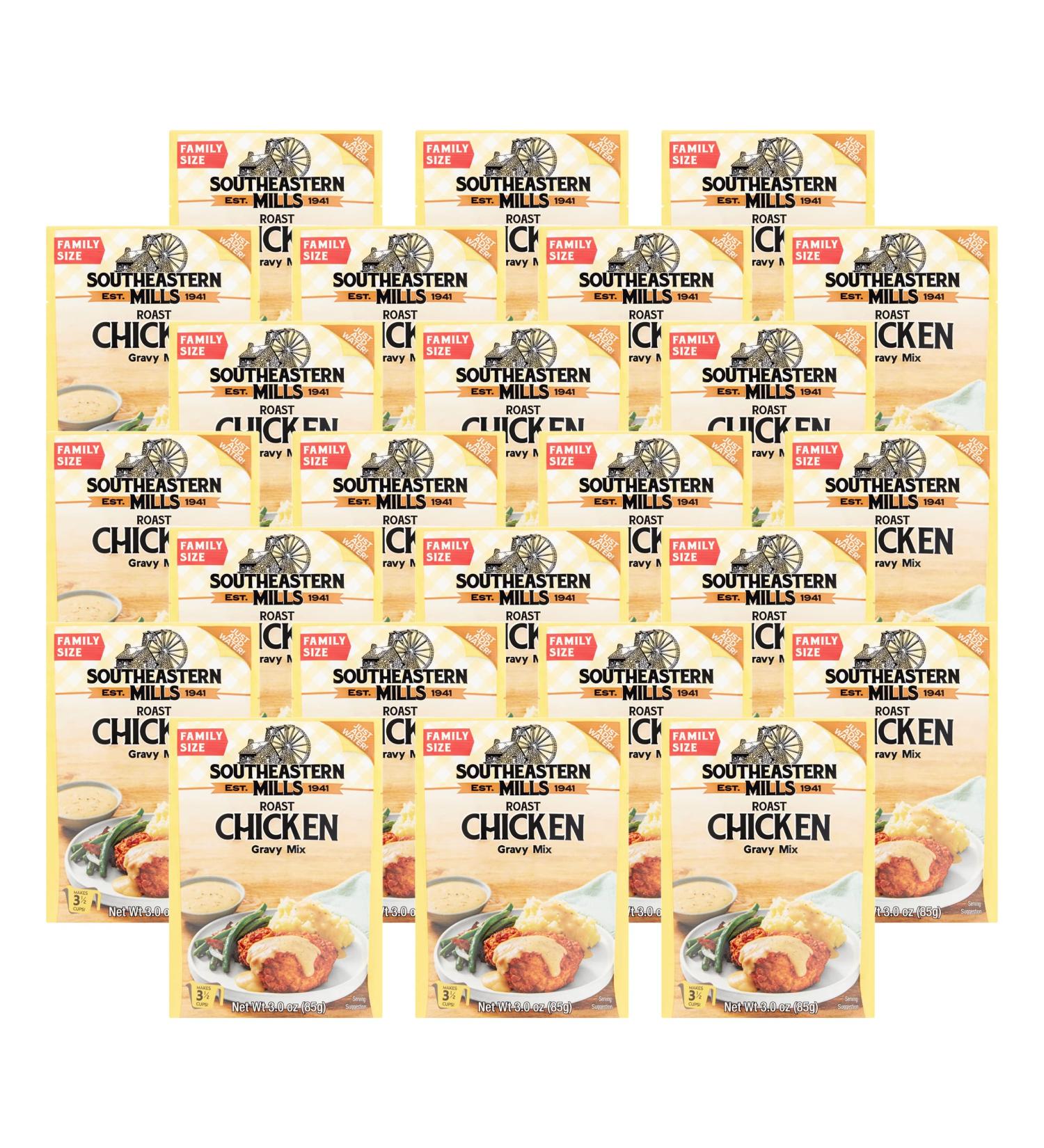 Southeastern Mills Roast Chicken Gravy Mix - Family Size 3.0 oz Packet (Pack of 24) | Custom Herb & Spice Blend, Just Add Water - Buy Online on GoSupps.com