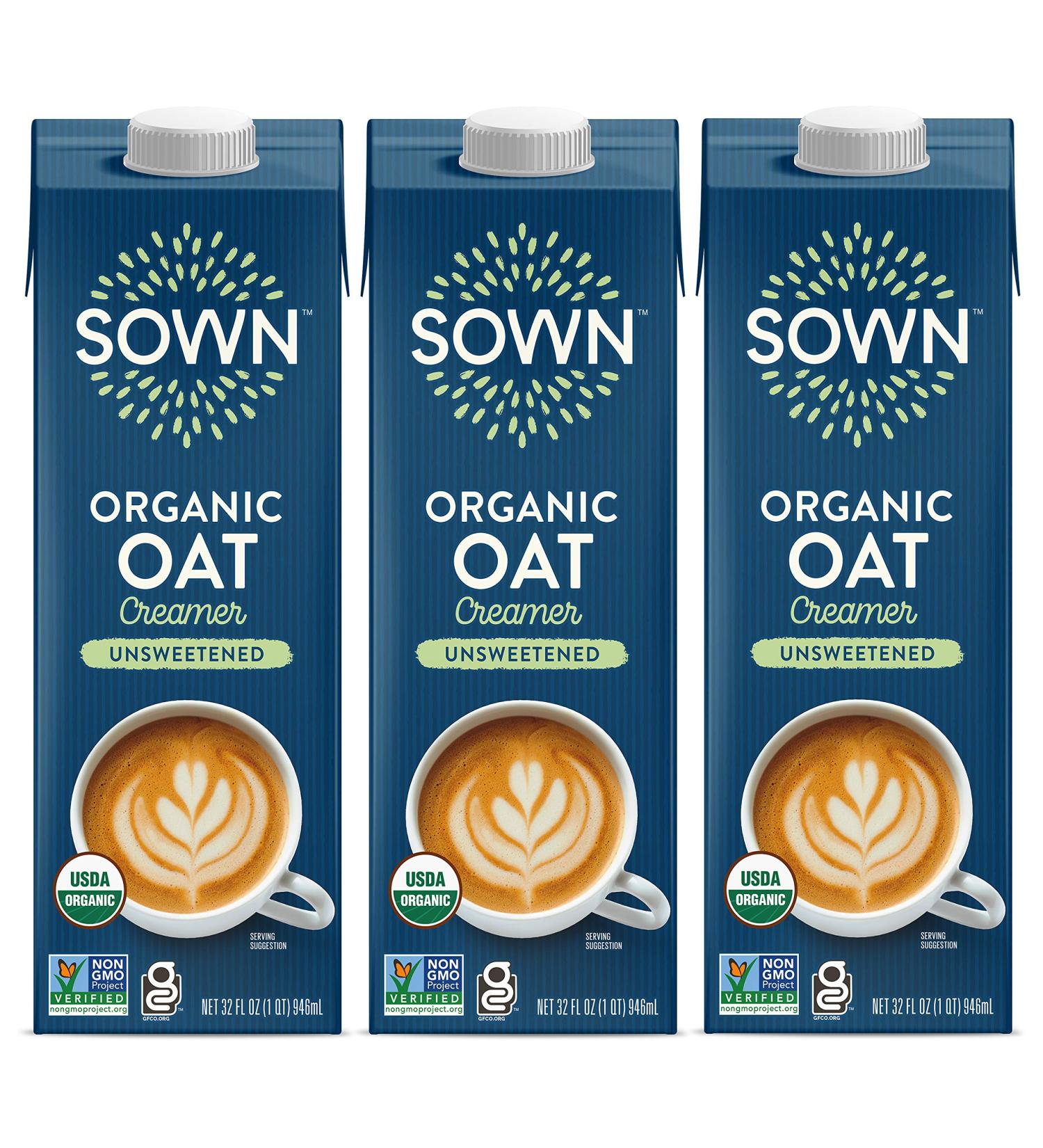 SOWN Organic Oat Creamer Unsweetened - Barista Oat Milk Non Dairy Coffee Creamer - 32oz (Pack of 3) - Buy Online on GoSupps.com