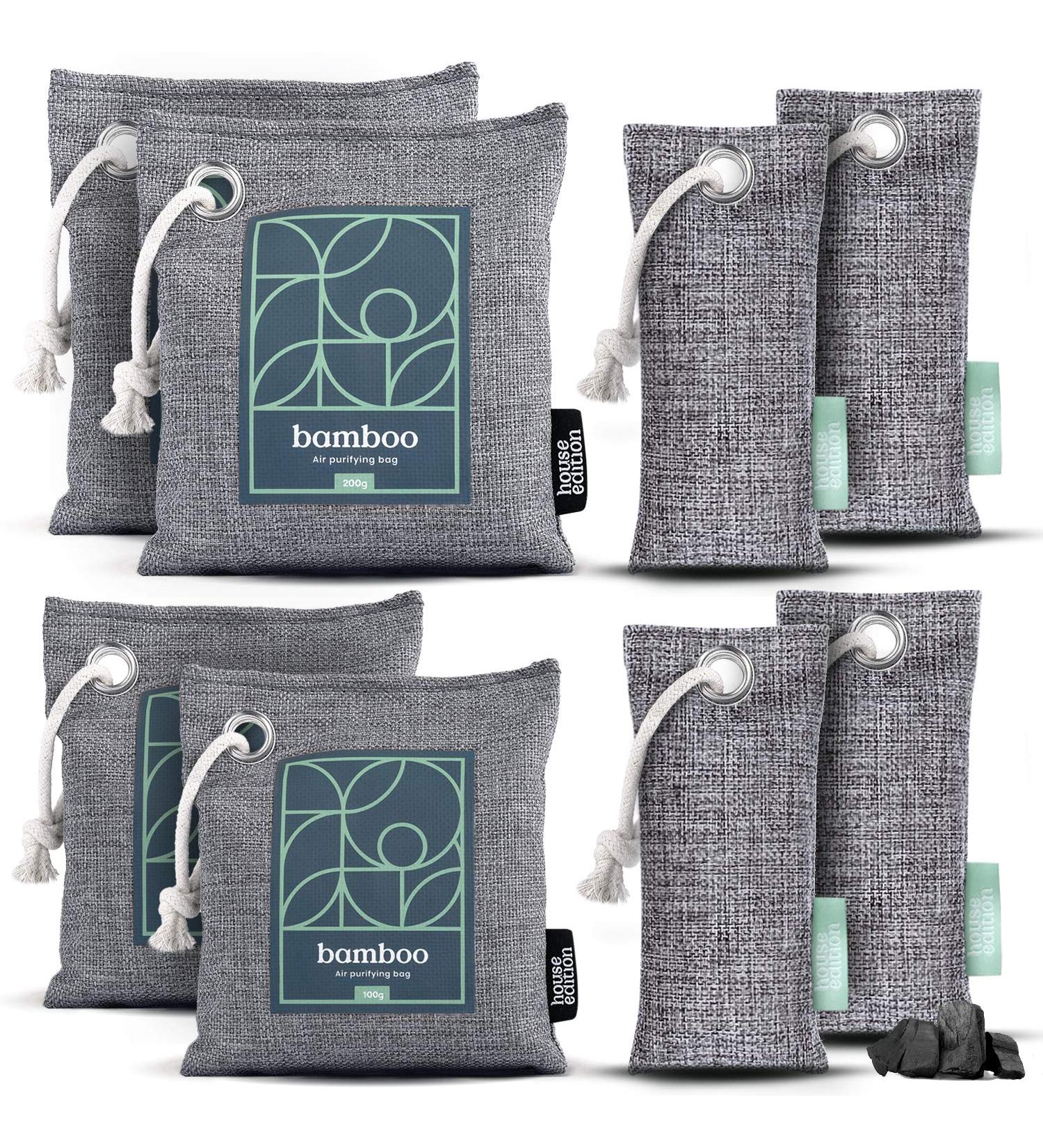8-Pack Bamboo Charcoal Air Purifying Bags | Powerful Odor Absorber for Home & Car | Kid & Pet-Friendly Fresheners - Buy Online on GoSupps.com