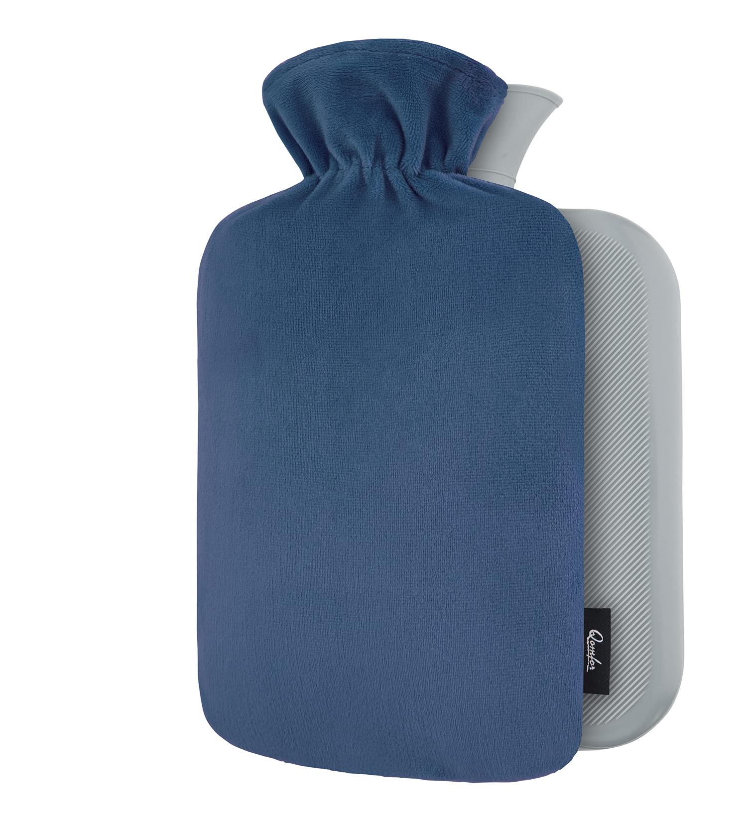 Qomfor 1.8L Hot Water Bottle with Soft Fleece Cover - Premium Pain Relief and Comfort - Dark Blue - Buy Online on GoSupps.com