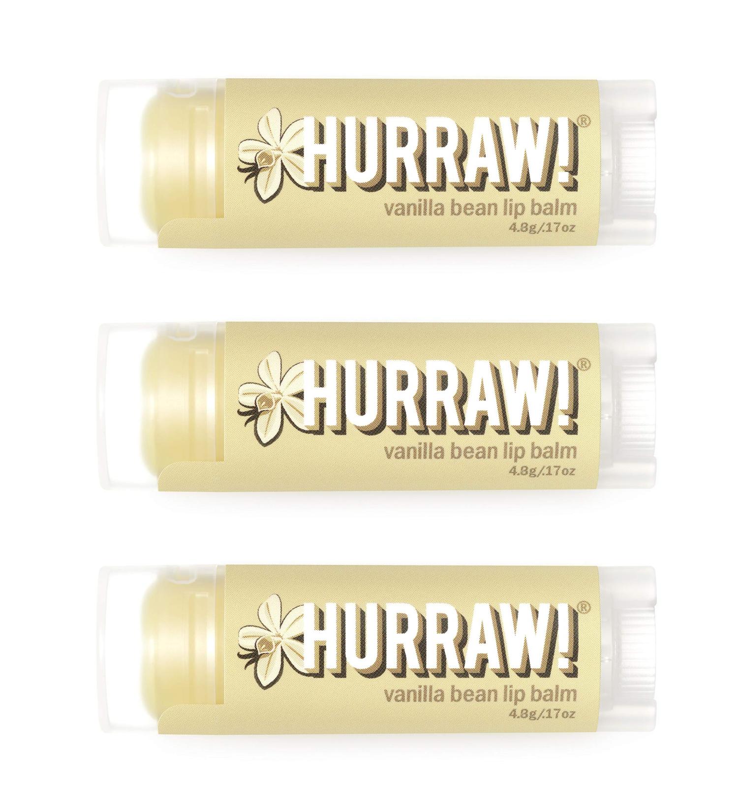Hurraw! Vanilla Bean Lip Balm 3 Pack: Organic Certified Vegan Cruelty and Gluten Free. Non-GMO 100% Natural Ingredients. Bee Shea Soy and Palm Free. Made in USA Vanilla Bean 3 Count (Pack of 1) - Buy Online on GoSupps.com