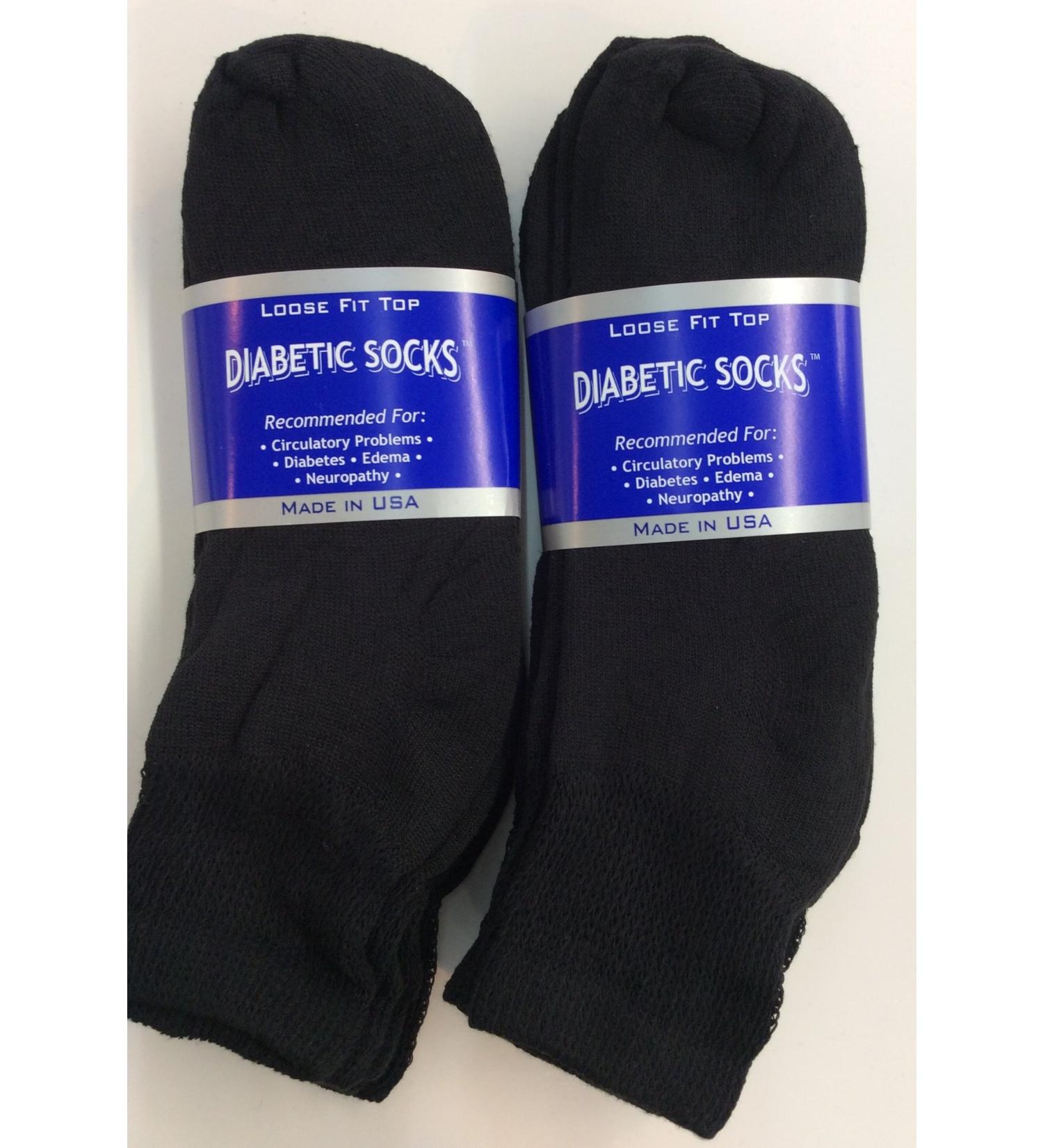 6 Pairs Mens Black Diabetic Ankle Socks 10-13 Size | Made in USA - Buy Online on GoSupps.com