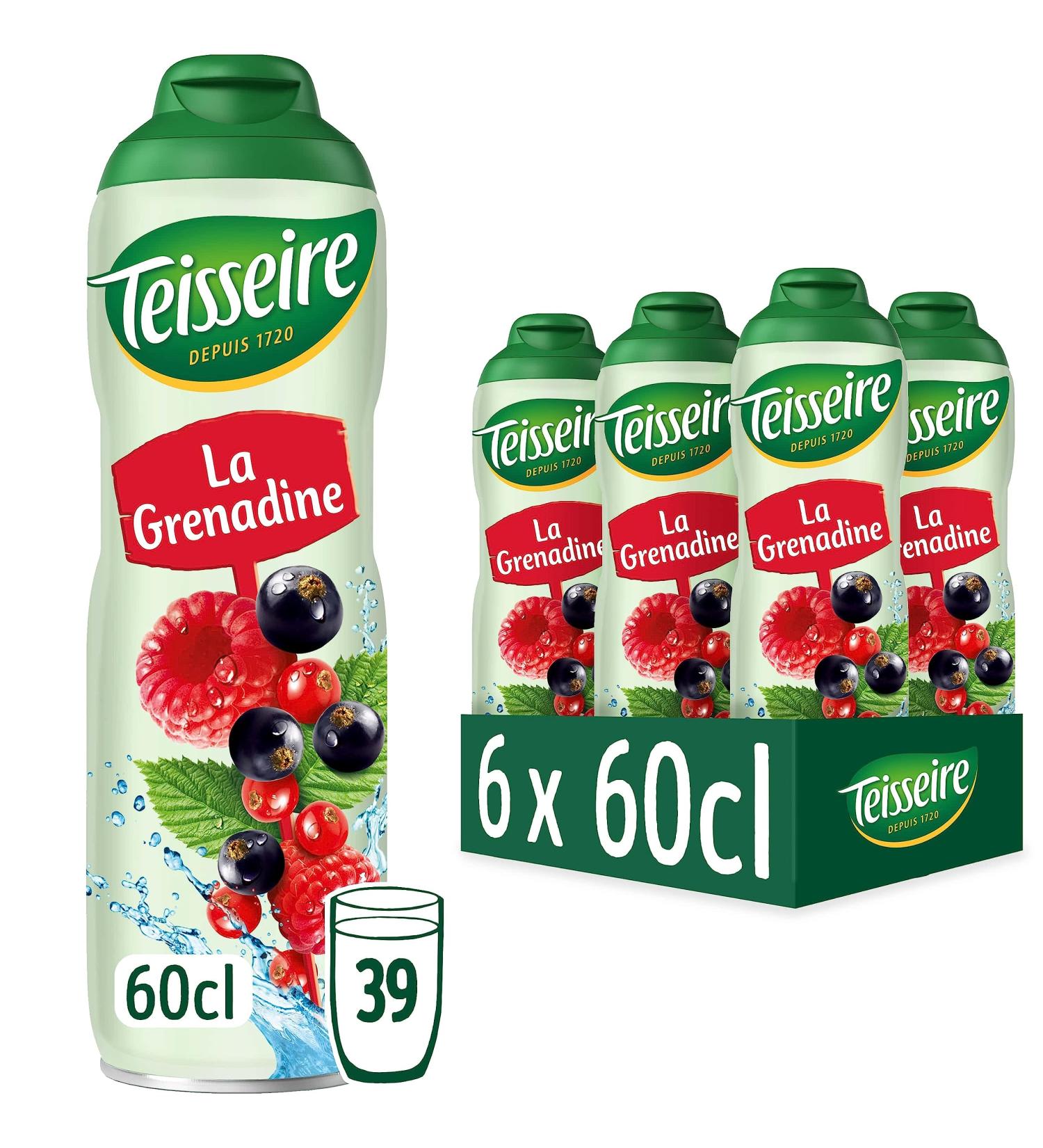 Teisseire Pomegranate Syrup (Red Fruits) for Refreshing Drinks Cocktails Recyclable Bottle (Pack of 6) - Buy Online on GoSupps.com