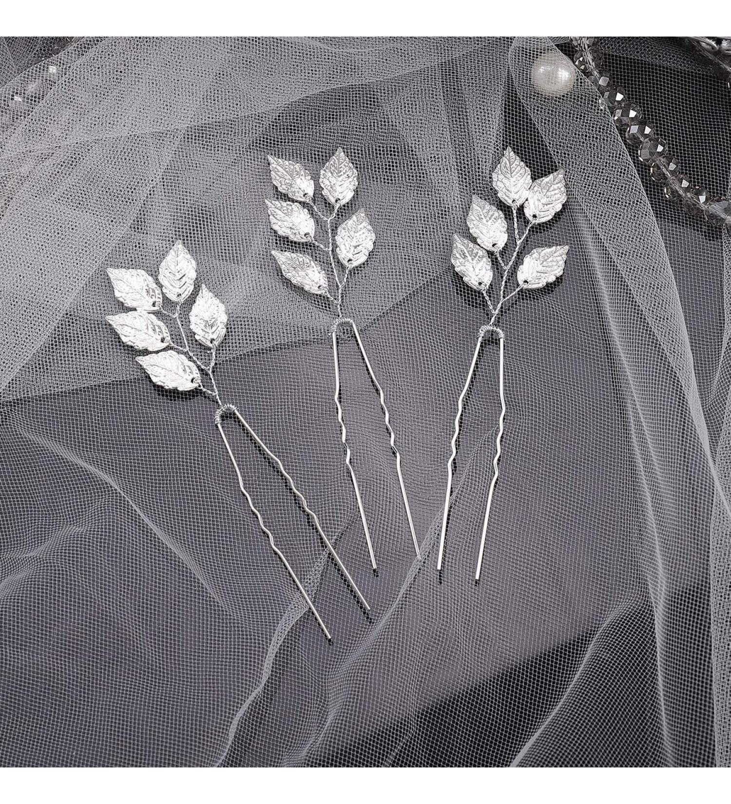 BERYUAN Women Vintage Silver Leaf Hair Pin Set Hair Clip Bridal Hair Accessory Gift for Her Party Headpiece for Bride Bridesmaid Girls (5 leafs silver) - Buy Online on GoSupps.com
