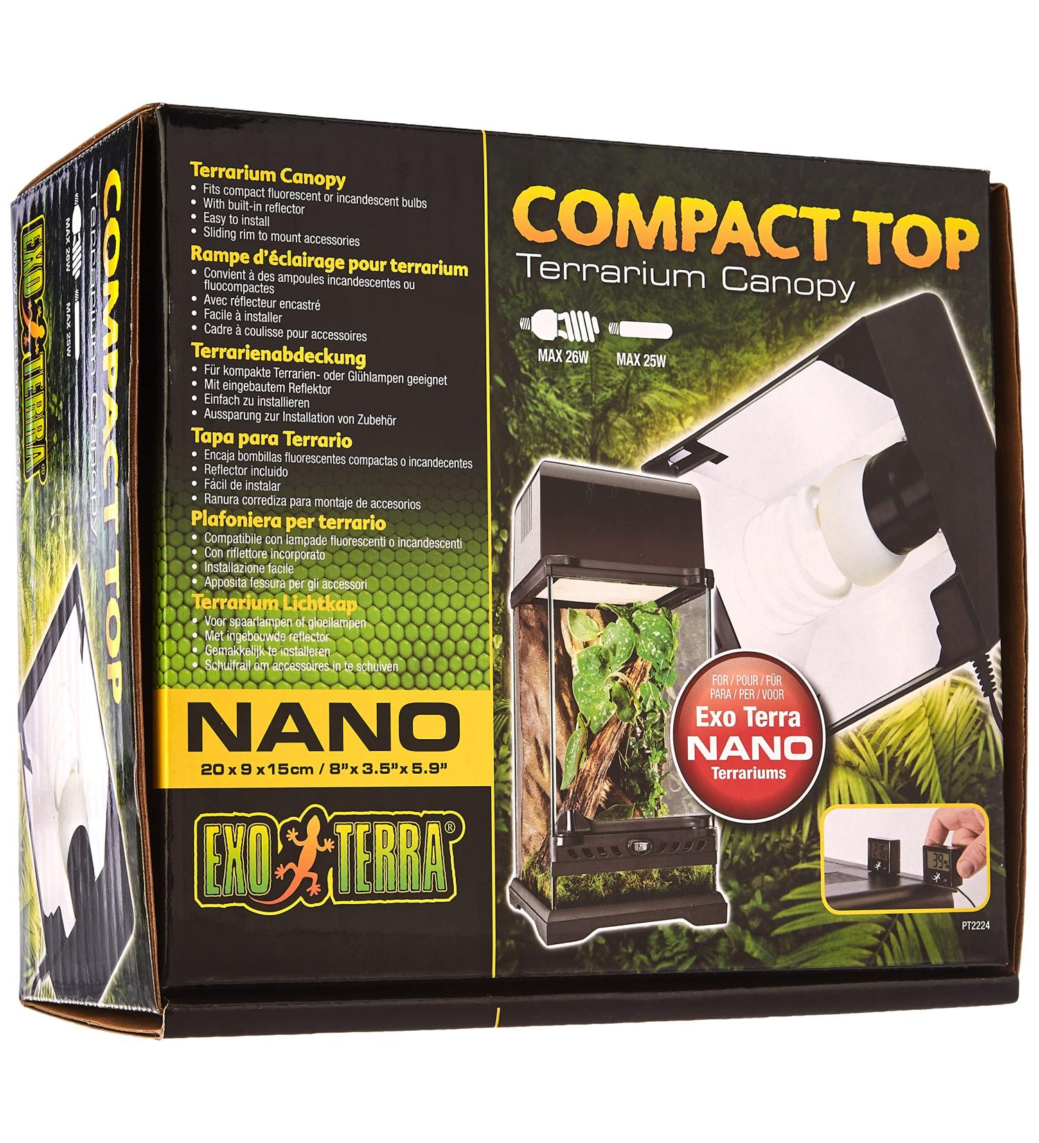 Exo Terra Compact Top terrarium cover nano for 1 lamp with reflector 20 x 9 x 15cm E27 socket black Single Nano - Buy Online on GoSupps.com