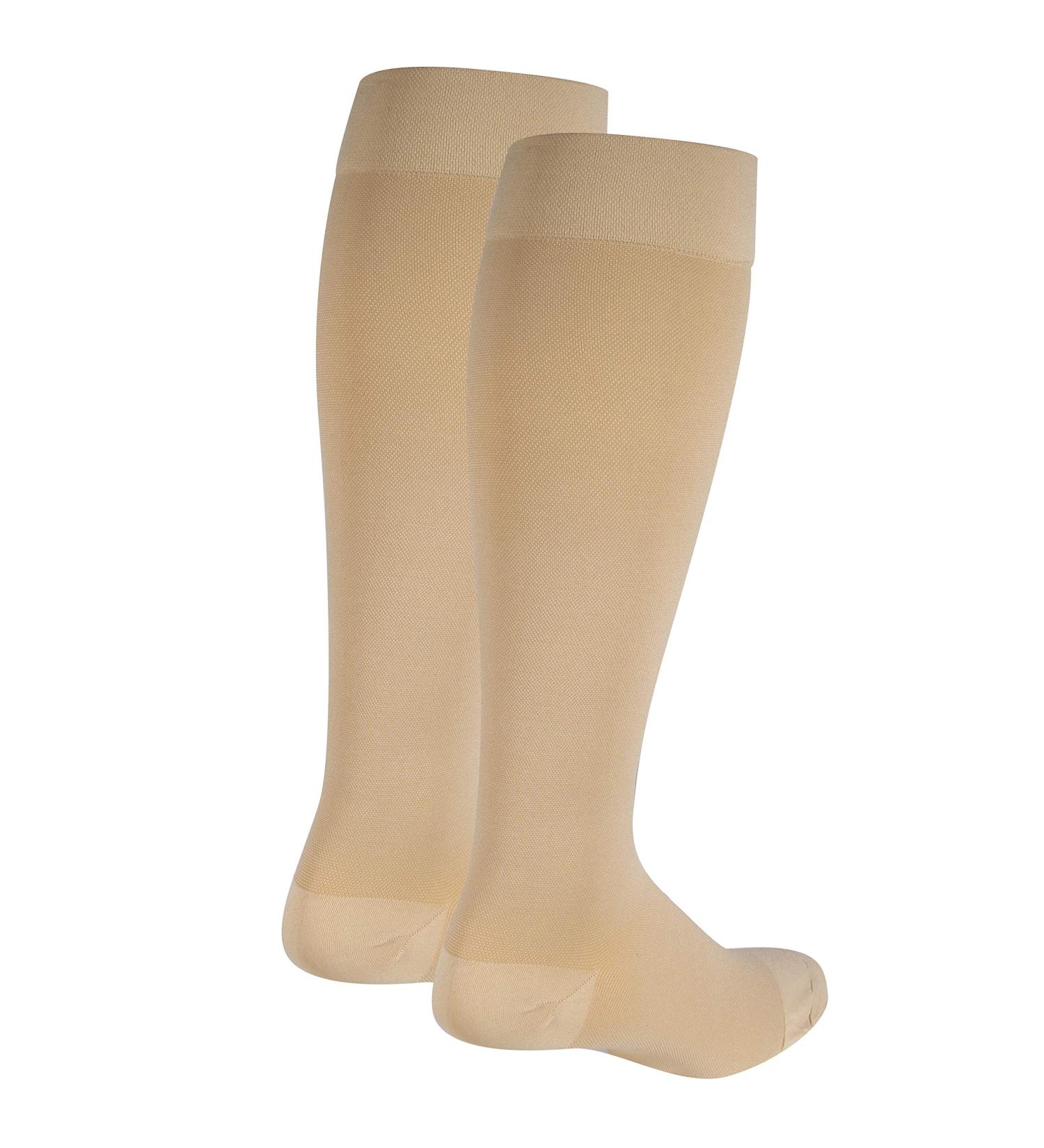 NuVein Medical Compression Stockings 15-20 mmHg Support for Women & Men | Knee Length Closed Toe | Beige Medium | Effective Leg Support - Buy Online on GoSupps.com