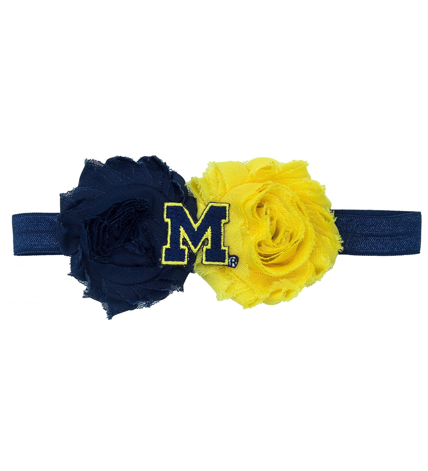 Divine Creations NCAA Michigan Wolverines UnFRAYgettable Flower Baby Headband  One Size  Navy