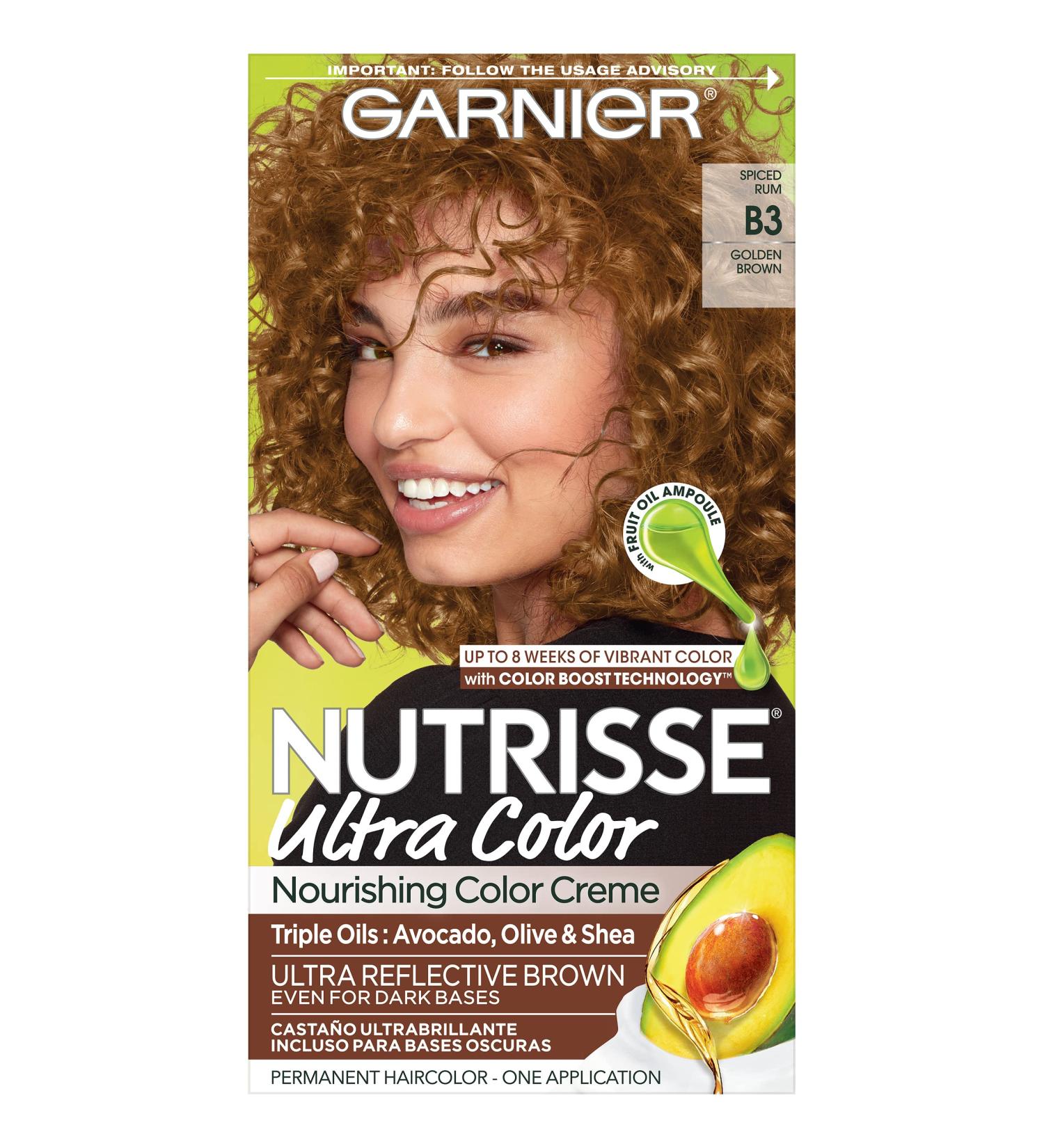 Garnier Nutrisse Ultra Color B3 Golden Brown Hair Dye - Spiced Rum | Permanent Nourishing Creme | 1 Count - Buy Online on GoSupps.com