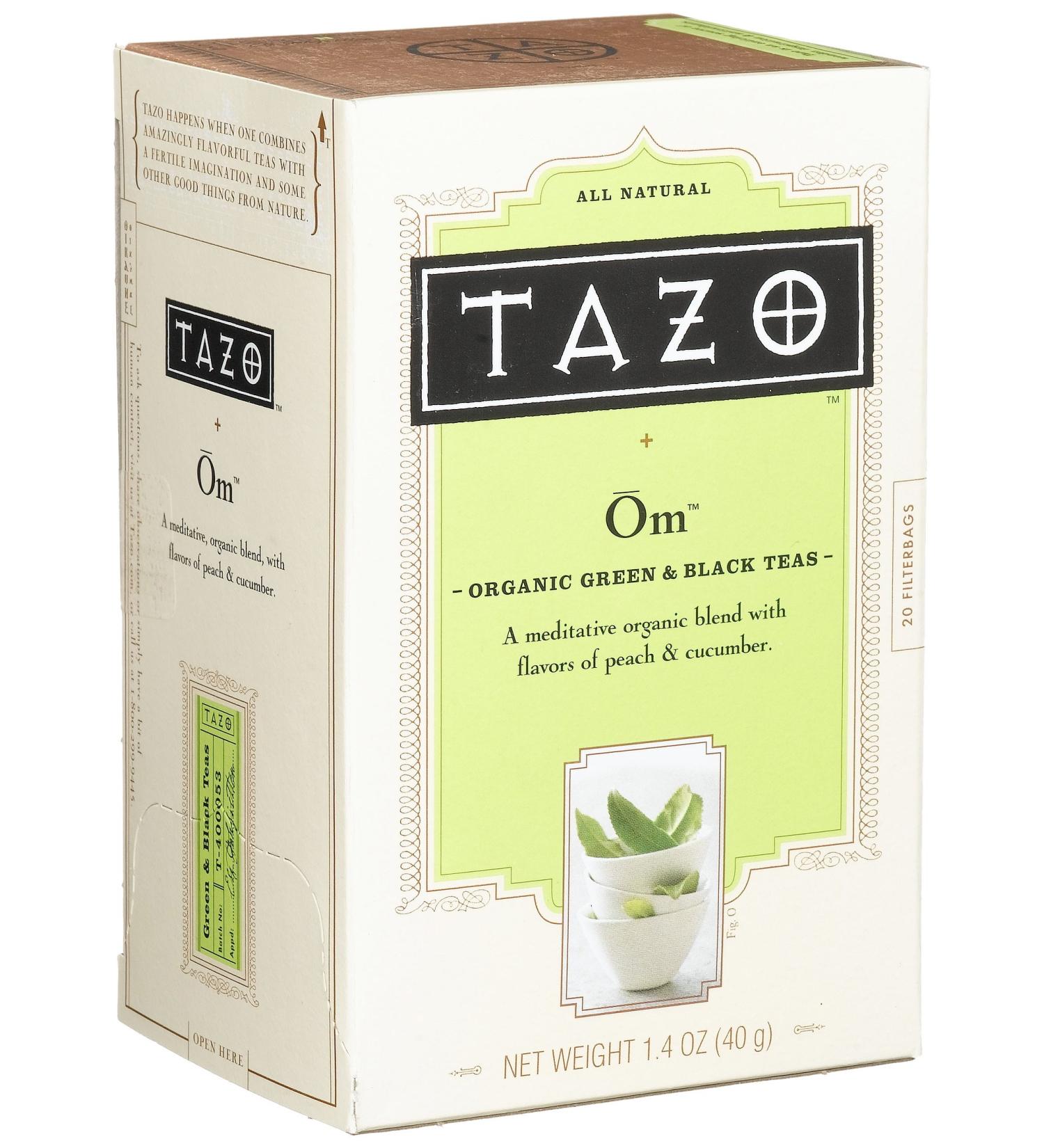 Tazo Peachy Green Organic Green & Black Teas, 20-Count Tea Bags (Pack of 6) Organic Peachy