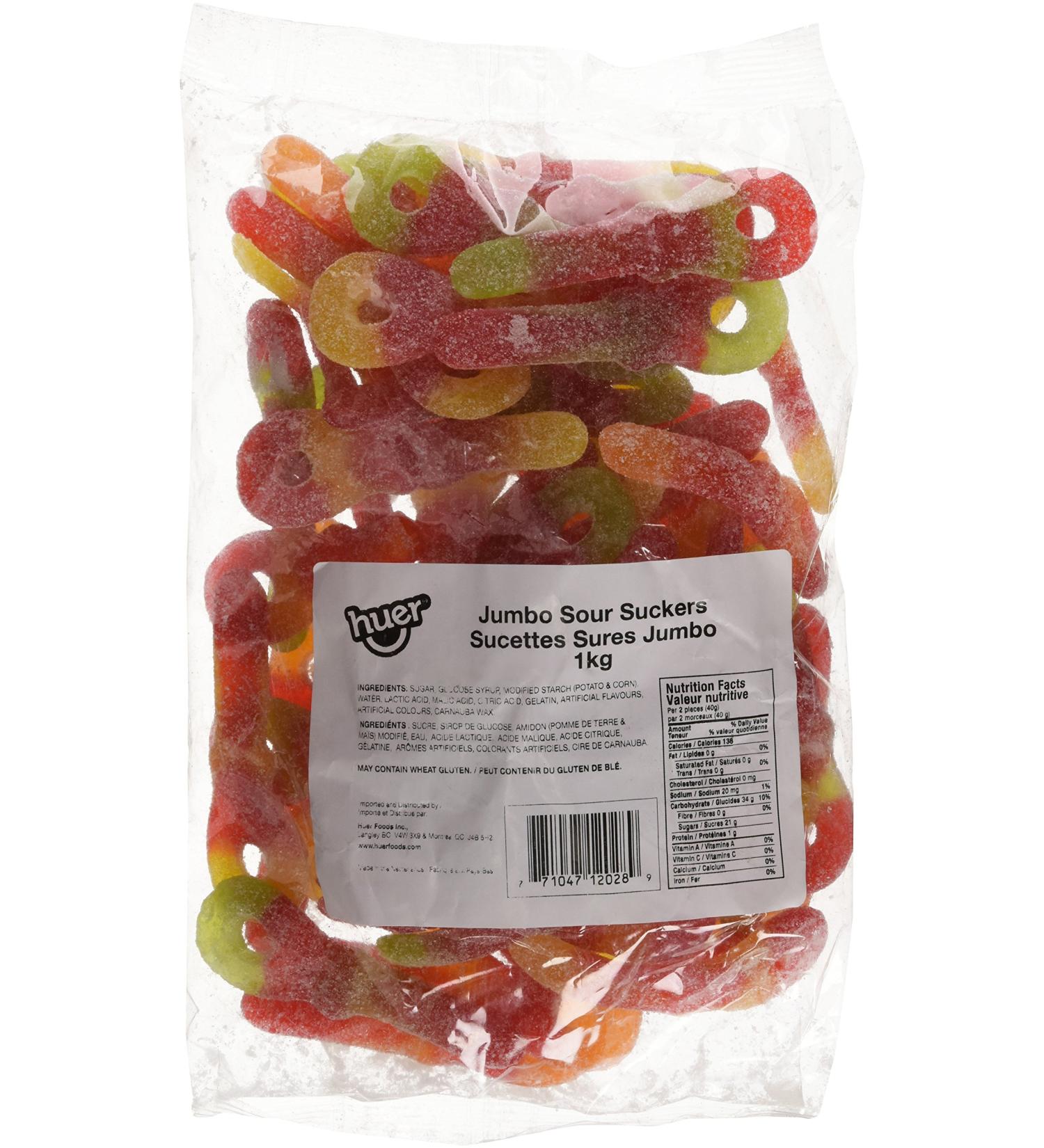 Huer Bulk Jumbo Sour Suckers x1kg 1.00-Kilogram - Buy Online on GoSupps.com