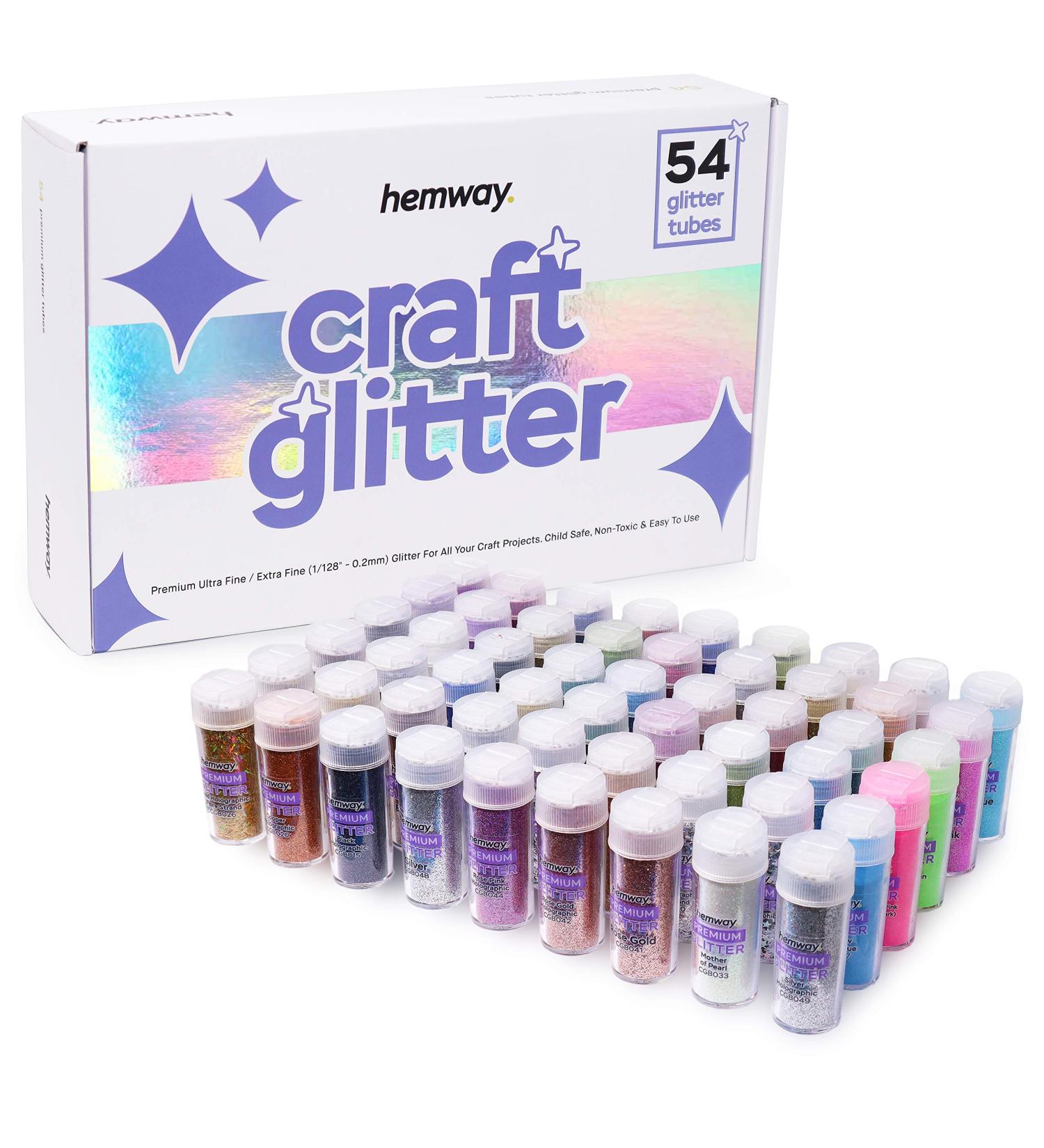 Hemway Fine Glitter Shaker Set - 54 x 9.6g Multi-Purpose Craft Glitter for Art Resin Decorations Makeup & Nails - International Shipping Available - Buy Online on GoSupps.com