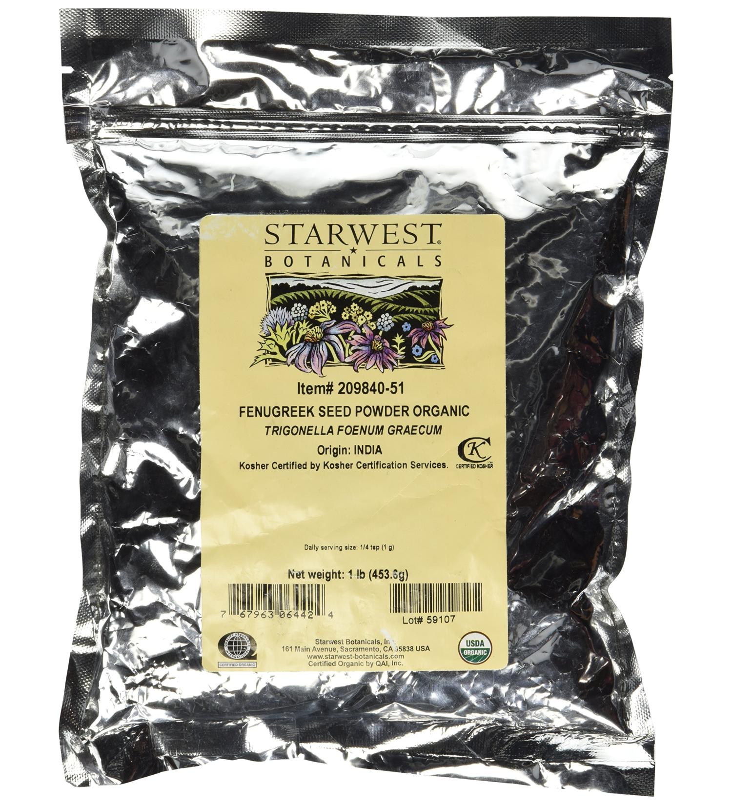 Starwest Botanicals Organic Fenugreek Seed Powder, 1 Pound