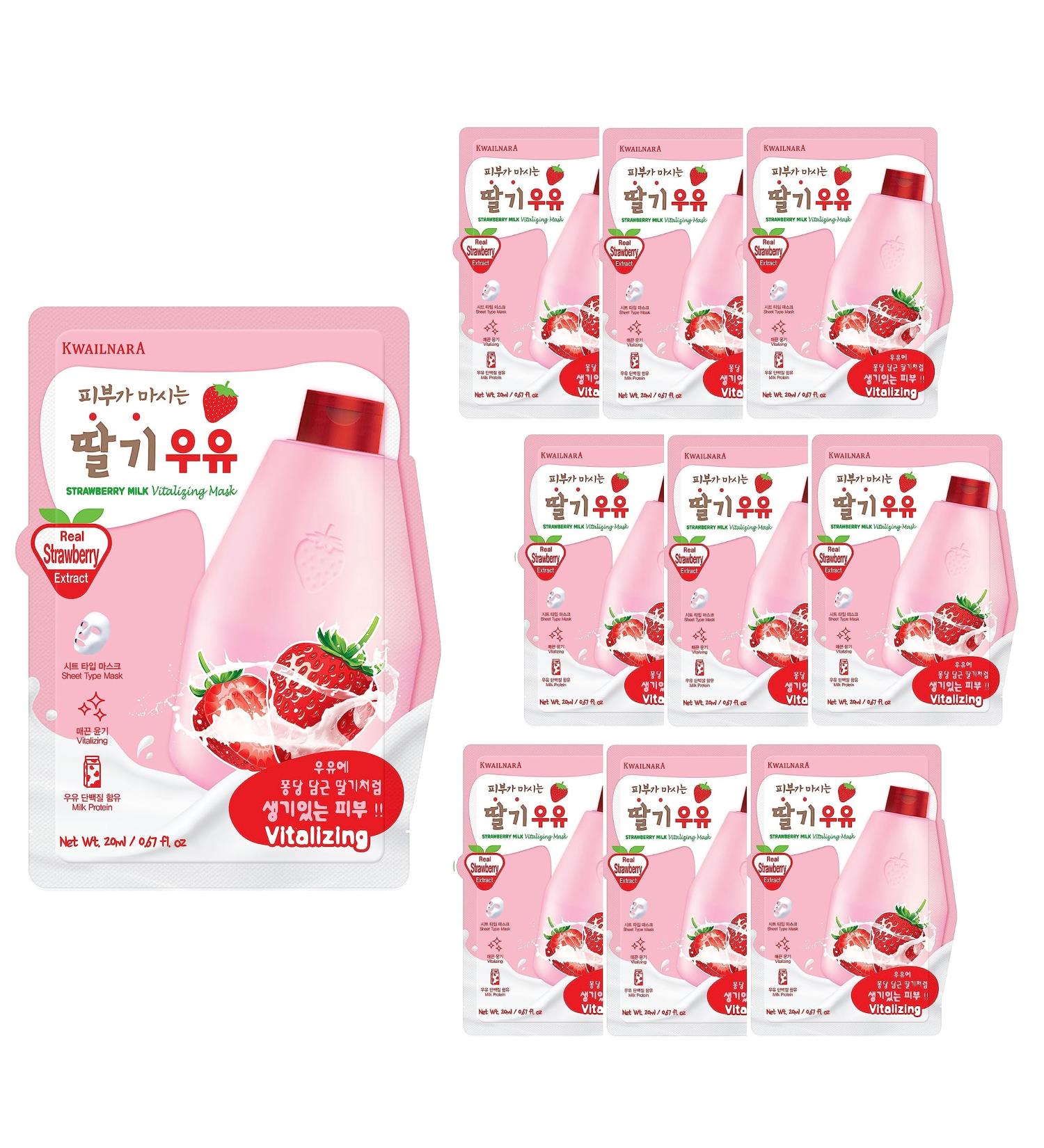 WELCOS KWAILNARA Strawberry Milk Sheet Mask - 10 pcs | Hydrating Skincare | International Shipping Available - Buy Online on GoSupps.com