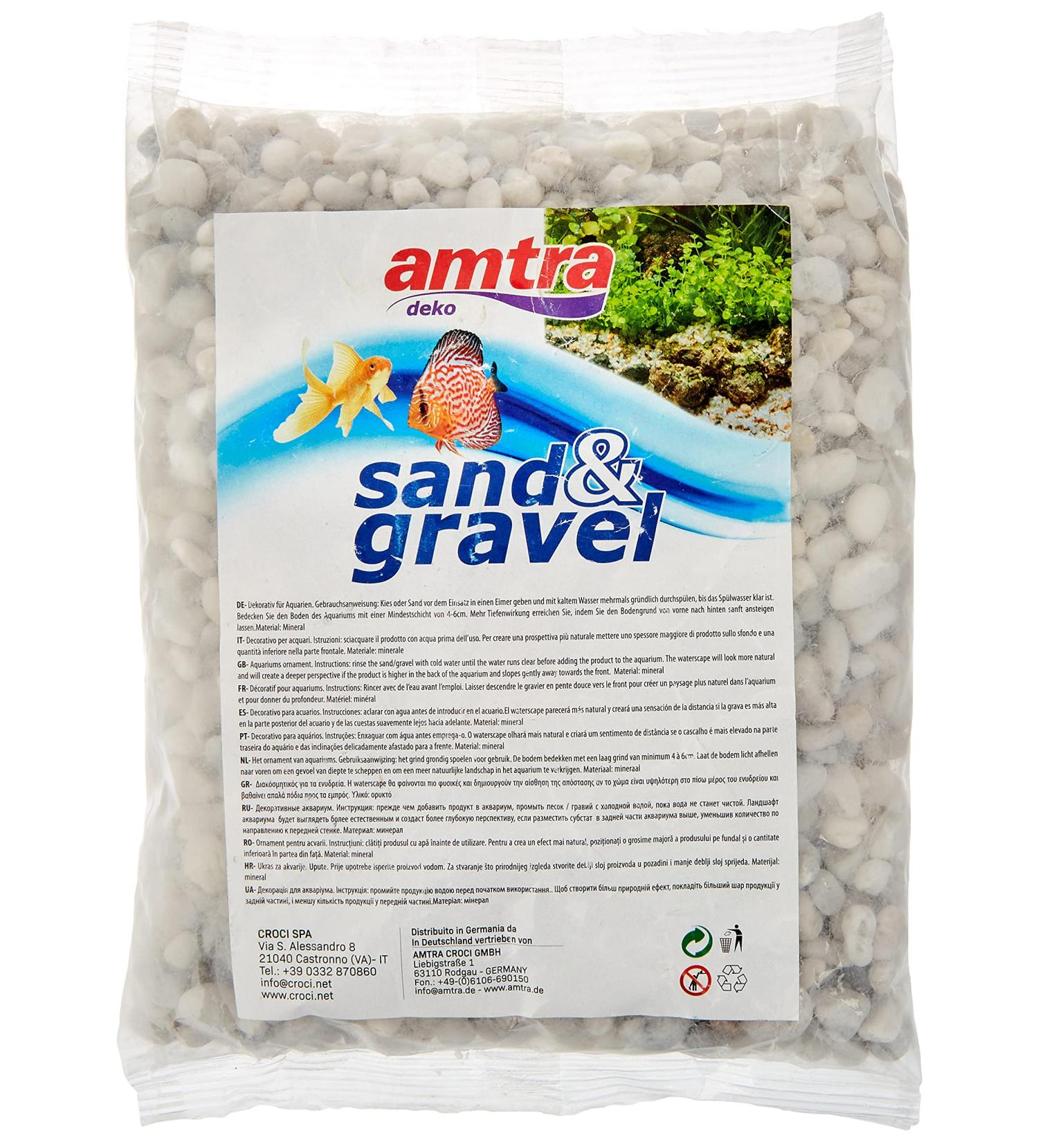 Amtra Gravel - Natural Aquarium Gravel Decorative Soil Coarse White Grains Size 4-8mm Size 1kg Packaging May Vary Gravel White 1 KG - Buy Online on GoSupps.com