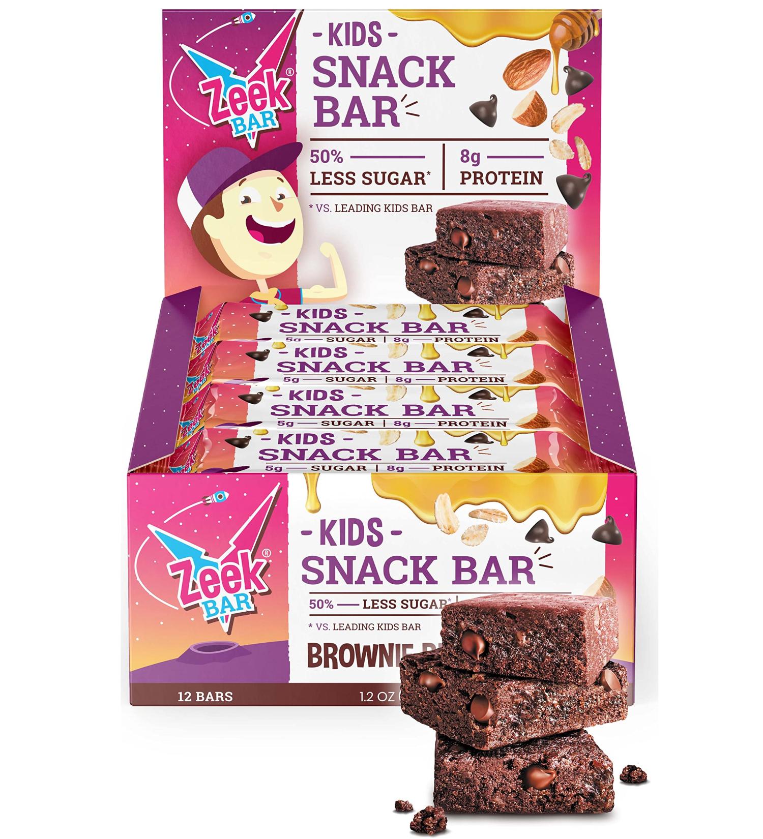 ZEEK BAR Kids Protein Bars | 50% Less Sugar | 8g Protein | Brownie Blast Off Flavor | 12 Count Pack - Buy Online on GoSupps.com