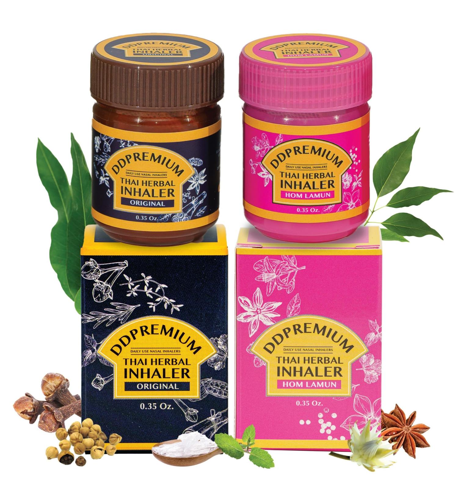 DDPremium Bundle 2 Pack Thai Herbal Inhaler with Menthol & Essential Oil - Yadom Original HOM LAMUN Formula - Buy Online on GoSupps.com