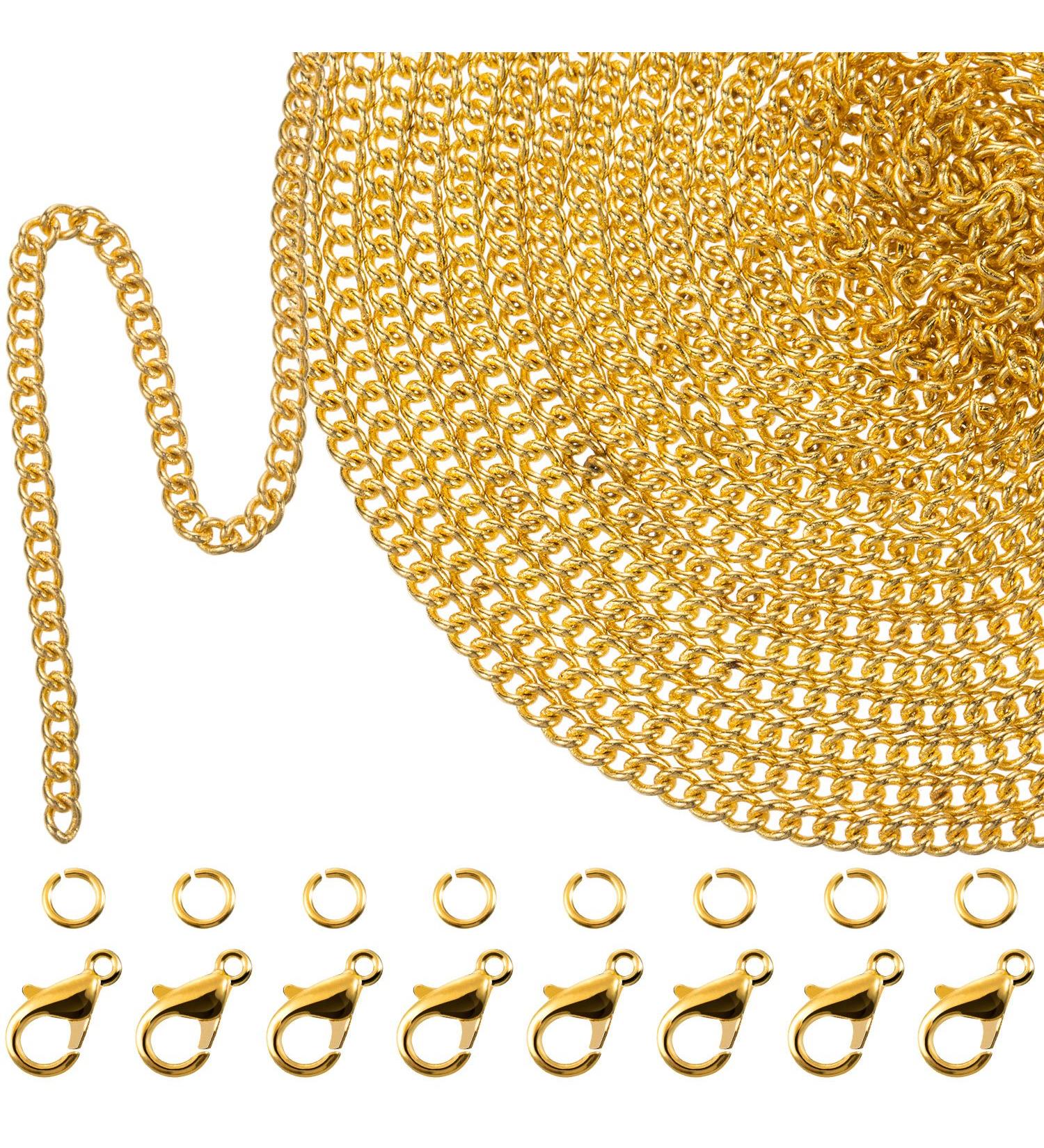 33ft Gold Plated Link Chain Necklace Kit - DIY Jewelry Making Set for Men and Women (1.5mm) - Buy Online on GoSupps.com