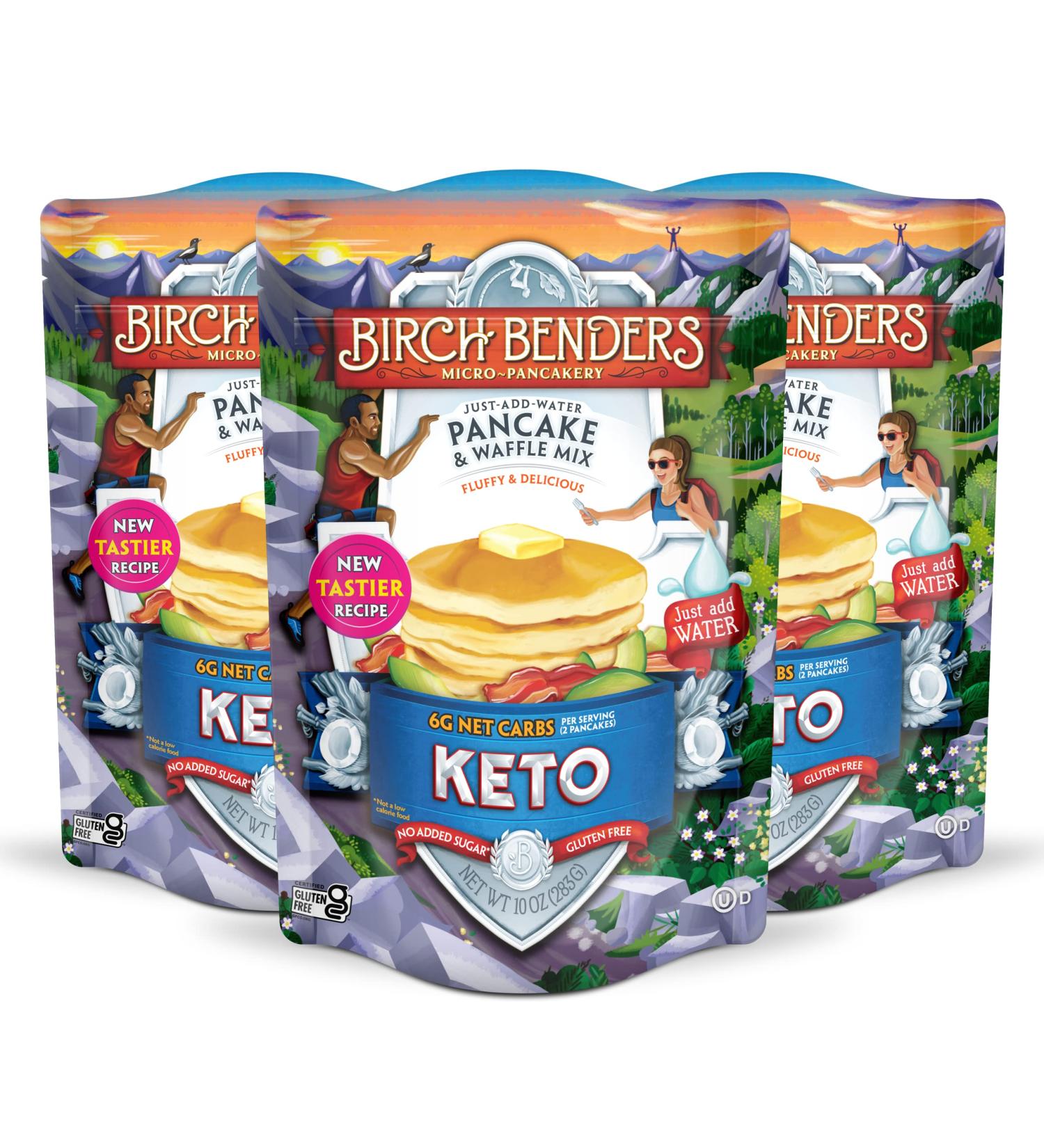 Birch Benders Keto Pancake & Waffle Mix - Low-Carb, High Protein, Grain-free, Gluten-free, Keto-Friendly 3 Pack (10oz each) - Buy Online on GoSupps.com