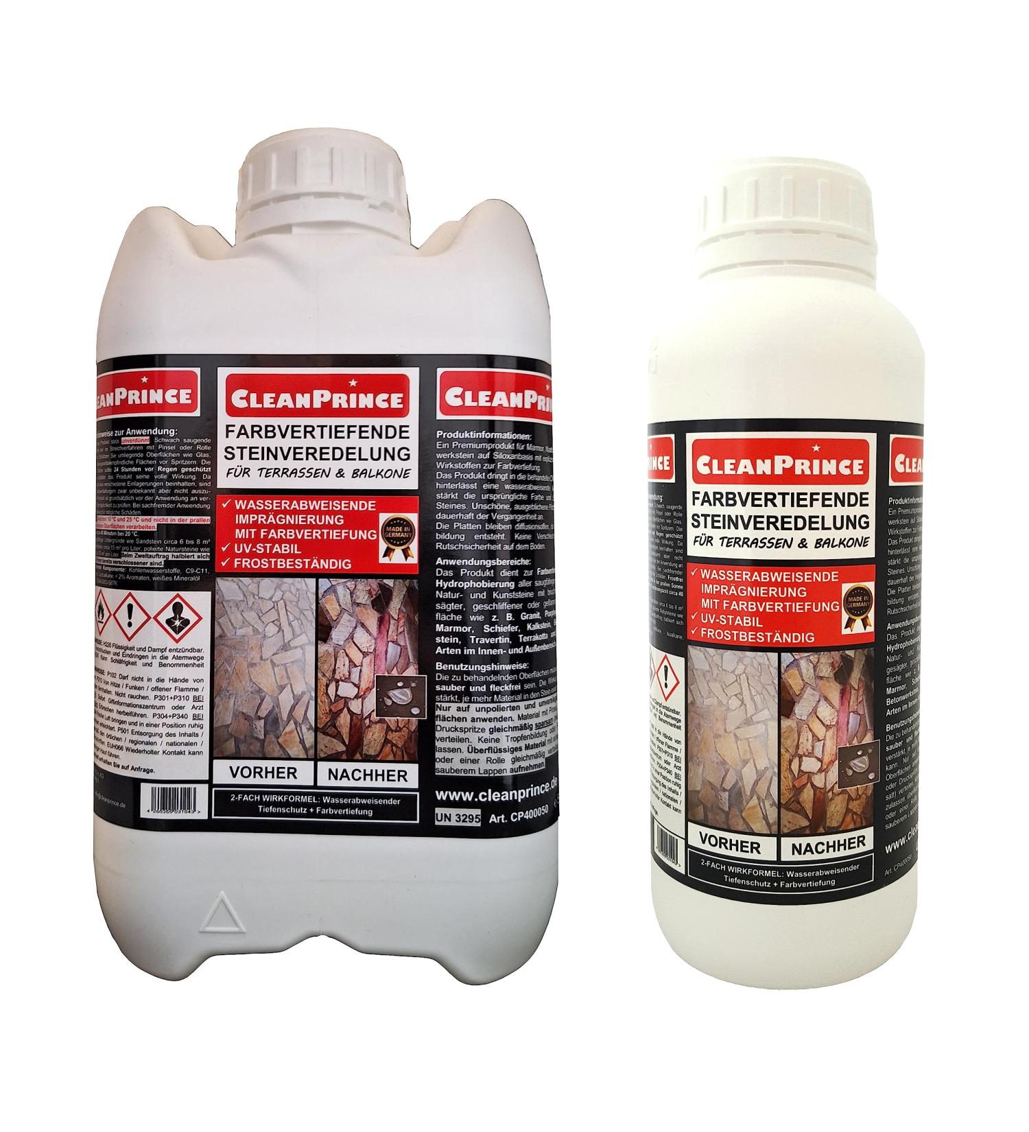 Cleanprince 5+1 6 Litre Colour Intensifier Treatment for Stones Terraces and Balconies Impregnation Impregnate Anti-Grease Oil Dirt Stain Remover Stop Natural Marble - Buy Online on GoSupps.com