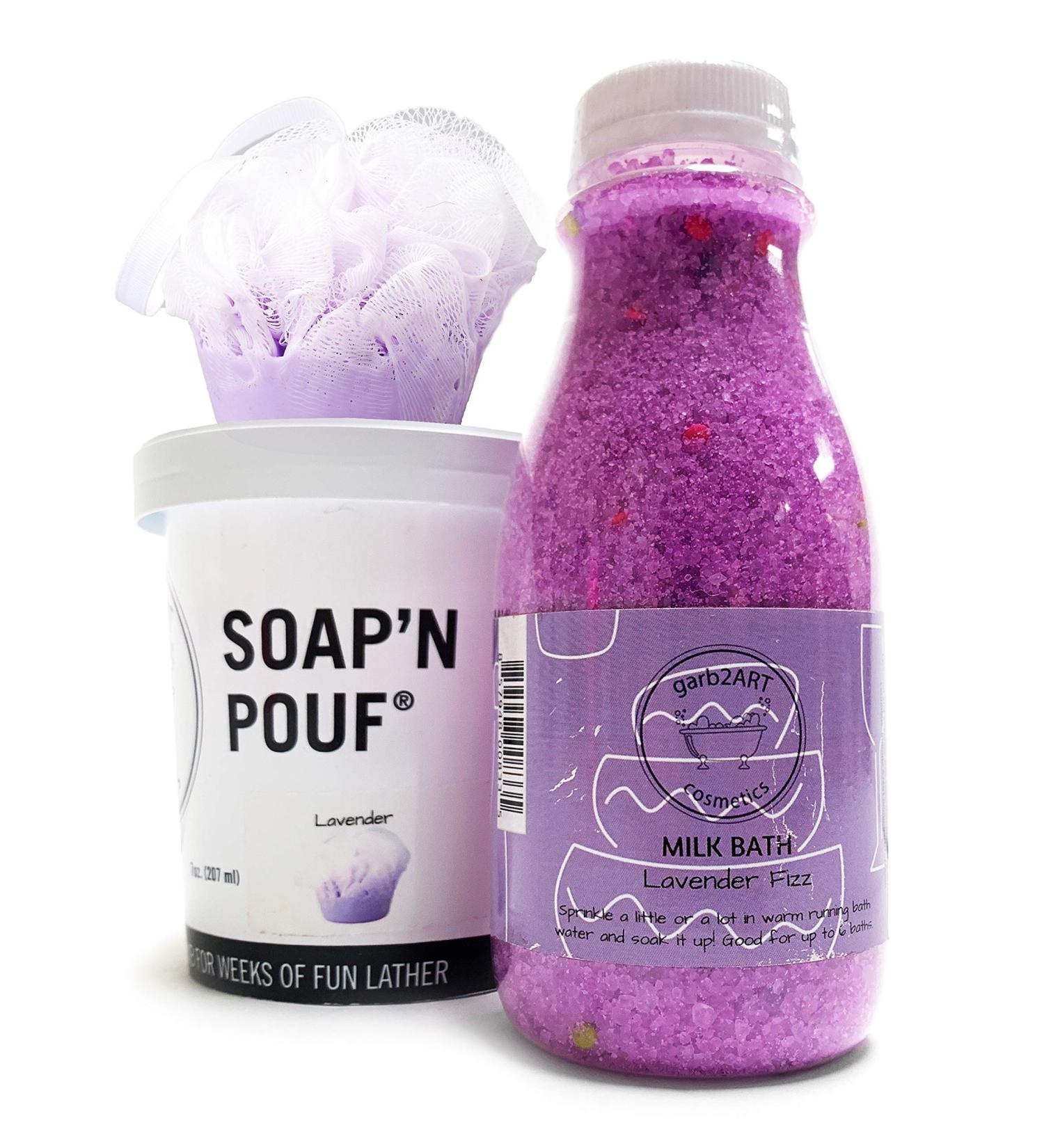 Buy Lavender Milk Bath & Soap N Pouf - Luxurious International Shipping - Buy Online on GoSupps.com