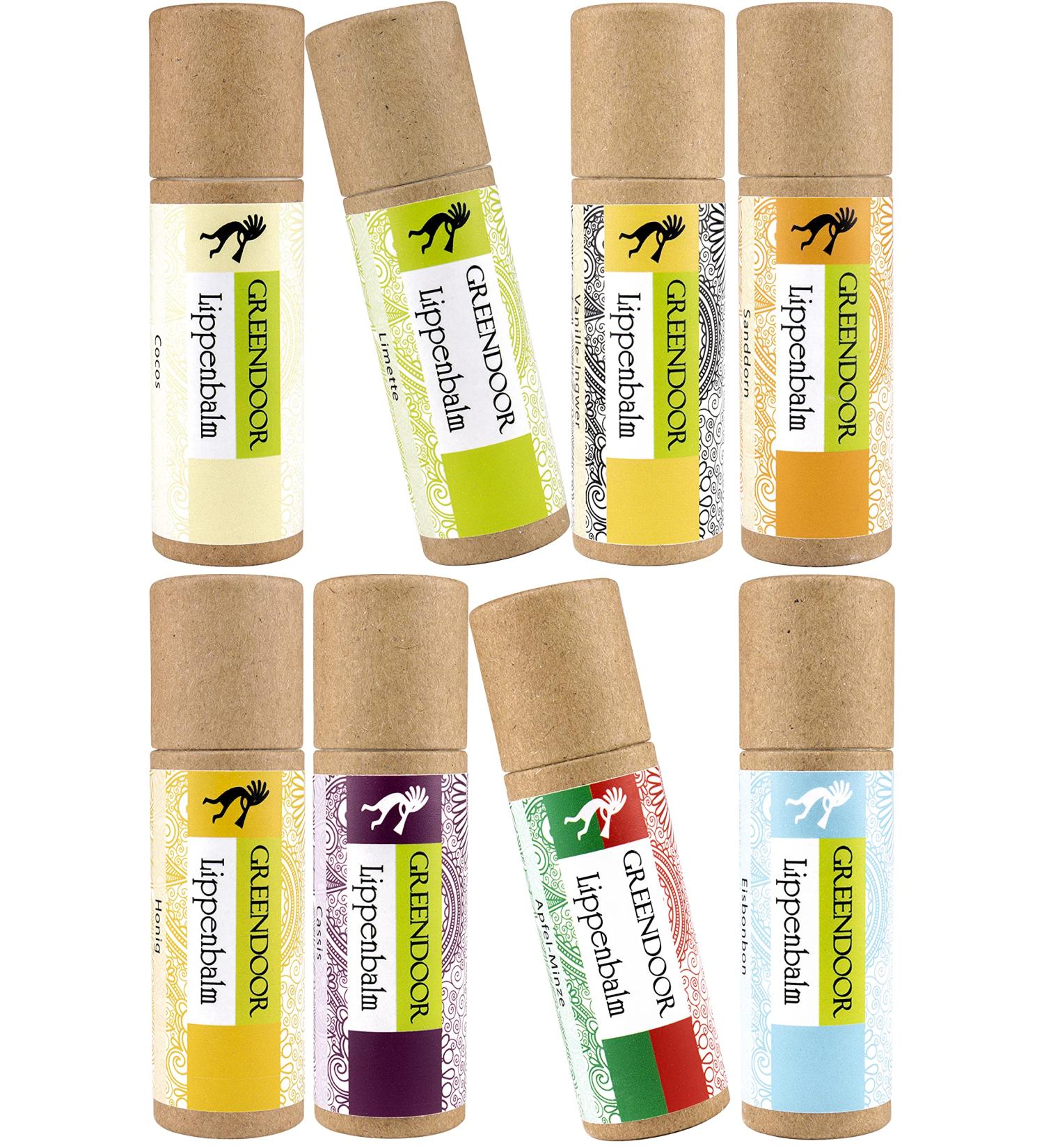 Greendoor Plastic-Free Lip Care Set | 8 Nourishing Natural Lip Balm Pencils with Organic Jojoba Oil | Eco-Friendly Lip Protection Savings Set - Buy Online on GoSupps.com