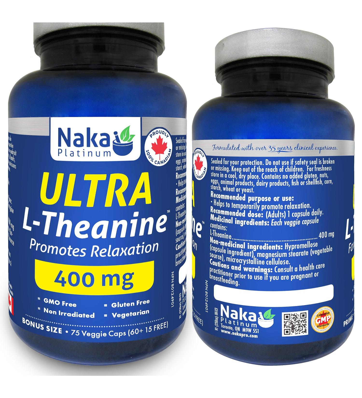 Naka Platinum Ultra L-Theanine 400mg Promotes Relaxation (75 vcaps) 75 count (Pack of 1) - Buy Online on GoSupps.com