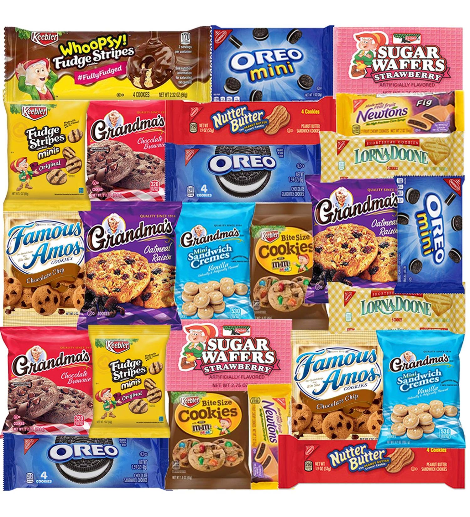Deluxe Cookie Assortment - 25 Pack - Individually Wrapped - Oreos, Keebler, Sugar Wafers, Grandma's & More - Buy Online on GoSupps.com