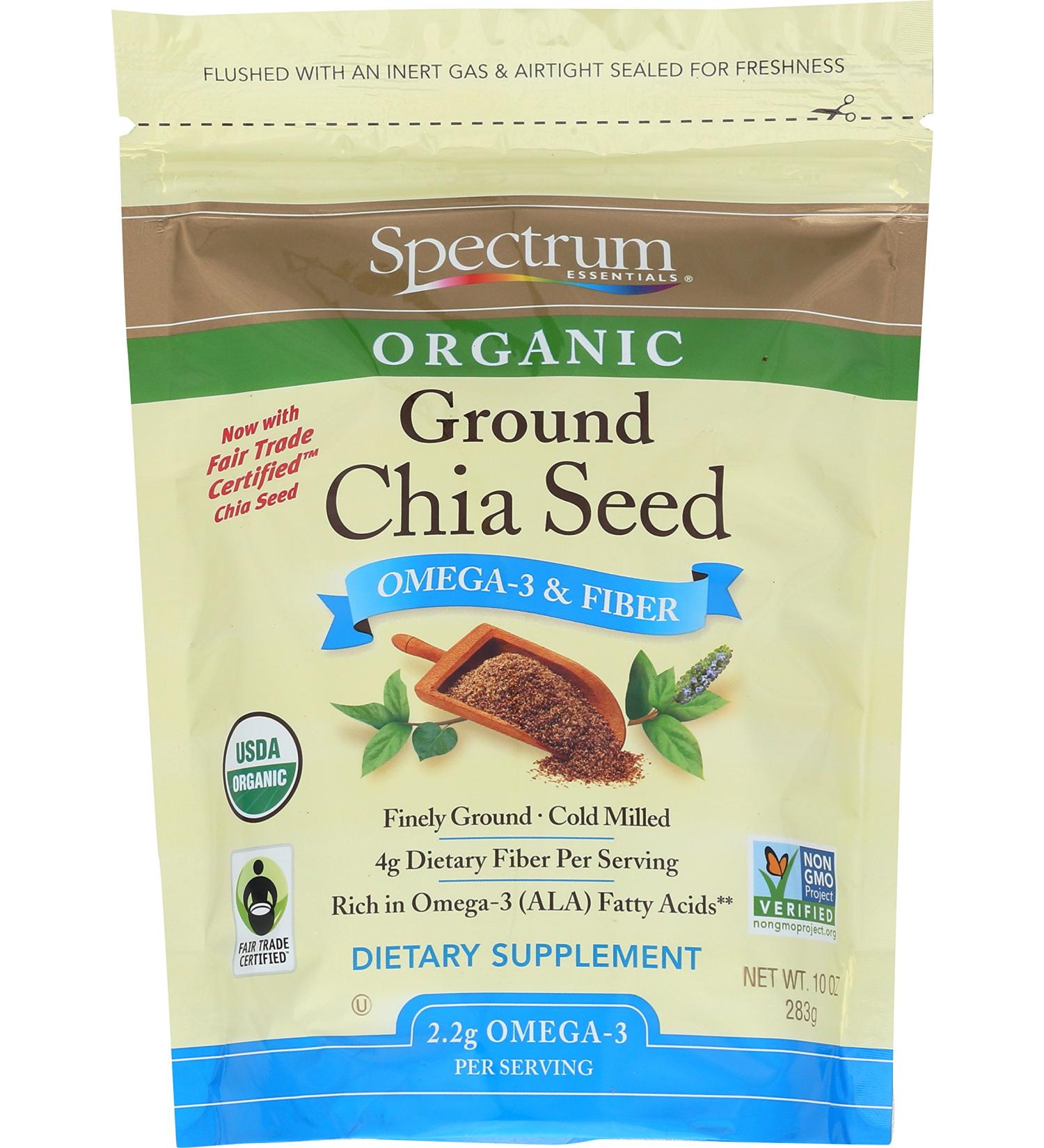 Buy Spectrum Essentials Organic Ground Chia Seed - 10 Oz | Nutrient-Rich Superfood - Buy Online on GoSupps.com