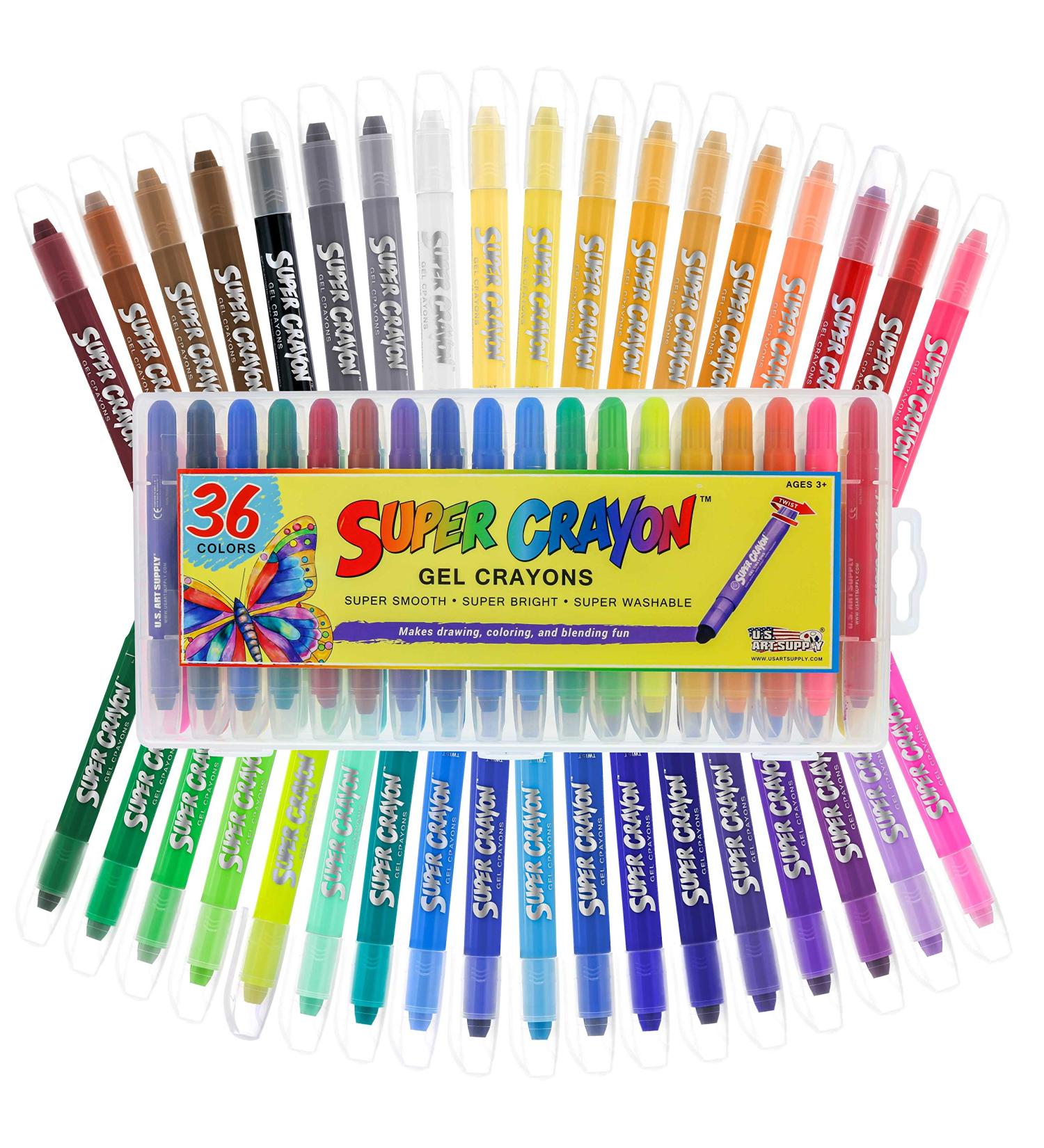 U.S. Art Supply Super Crayons Set - 36 Smooth Gel Colors - Bright, Blendable & Washable - Buy Online on GoSupps.com