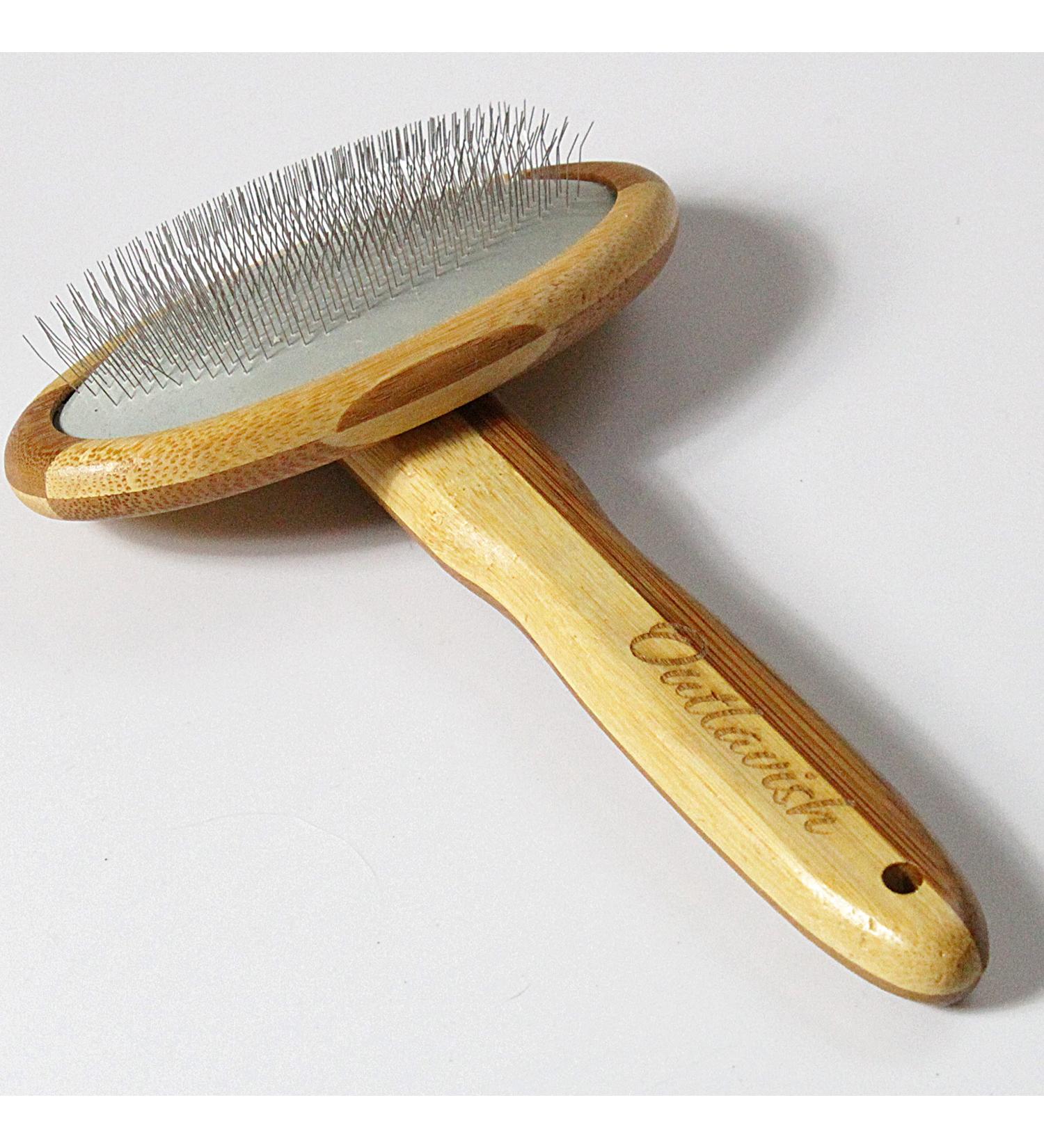 Outlavish Sheepskin Wool Brush Comb - Bamboo Slicker Carding Tool for Unmats Fur, Restores Like New with Longer Prongs & Stronger Design - Buy Online on GoSupps.com