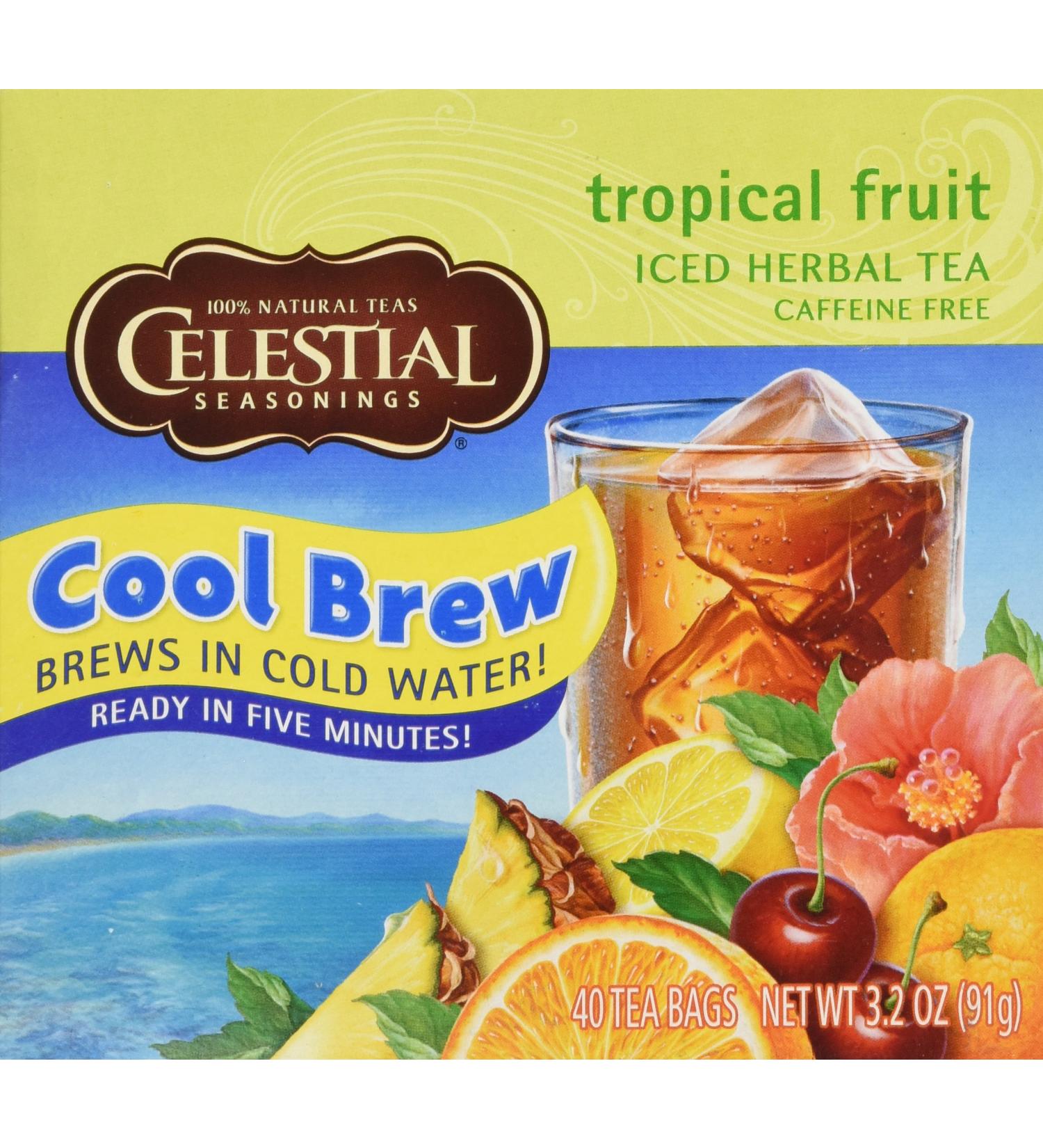 Celestial Seasonings Iced Herbal Tea - Caffeine Free Tropical Fruit, 40 Bags (3.2 oz) - Buy Online on GoSupps.com