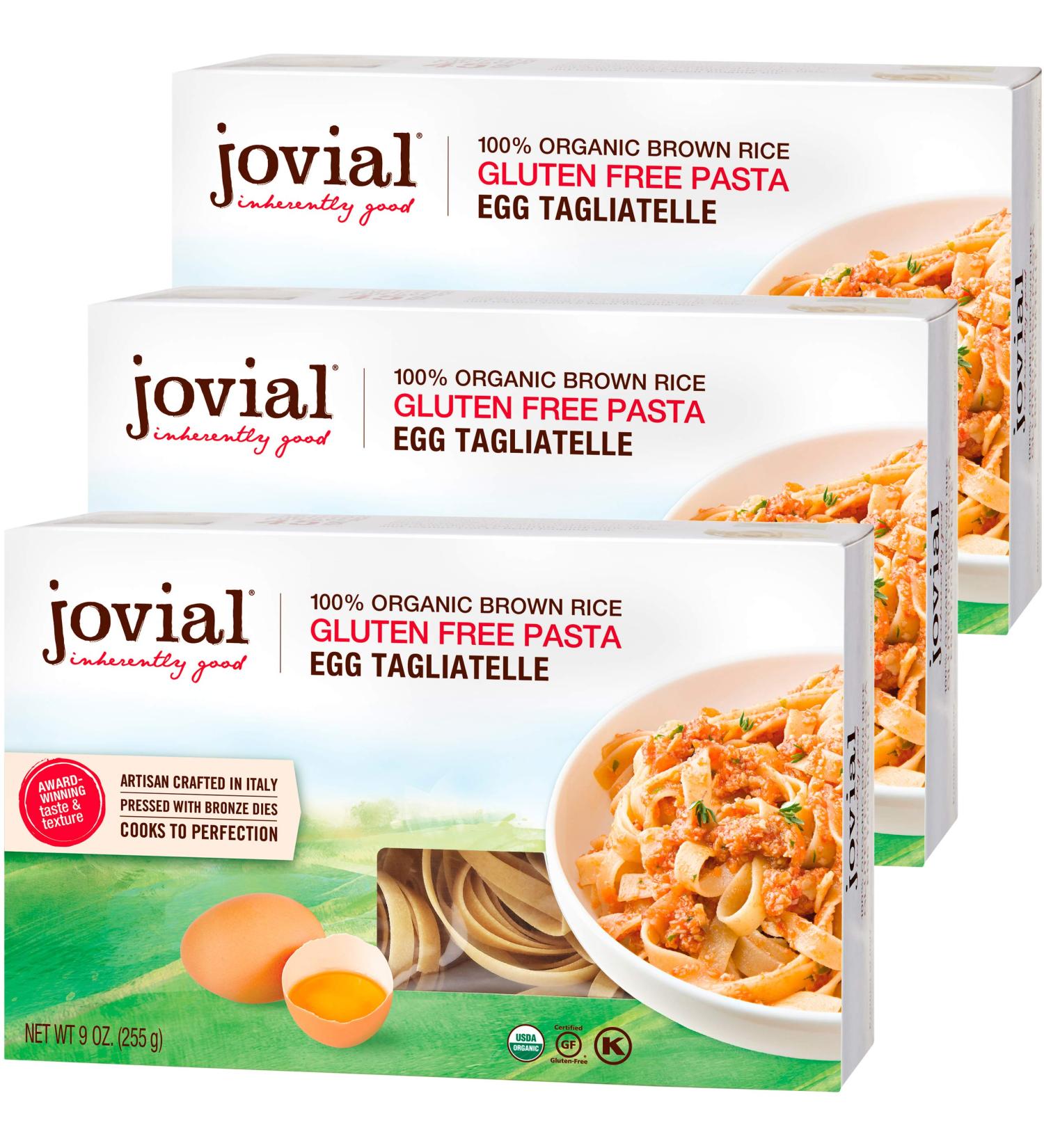 Jovial Egg Tagliatelle Gluten-Free Pasta | Whole Grain Brown Rice | Lower Carb | Organic | 9 oz (3 Pack) - Buy Online on GoSupps.com