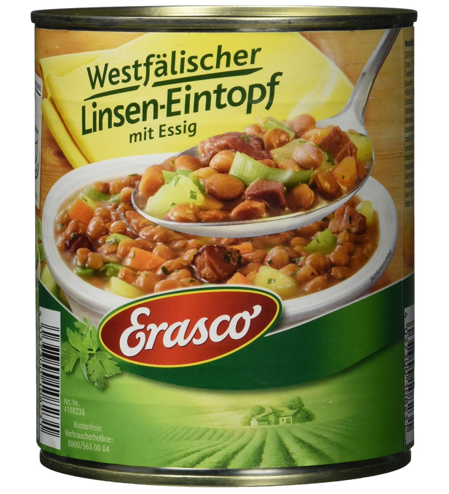 Erasco Westphalian Lentil Stew with Vinegar - Pack of 3 (3 x 800g Cans) - International Shipping Available - Buy Online on GoSupps.com
