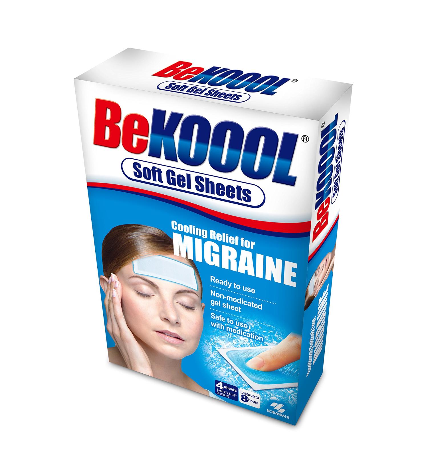 Be Koool Gel Sheets for Adults Migraine 4 Count by BeKoool