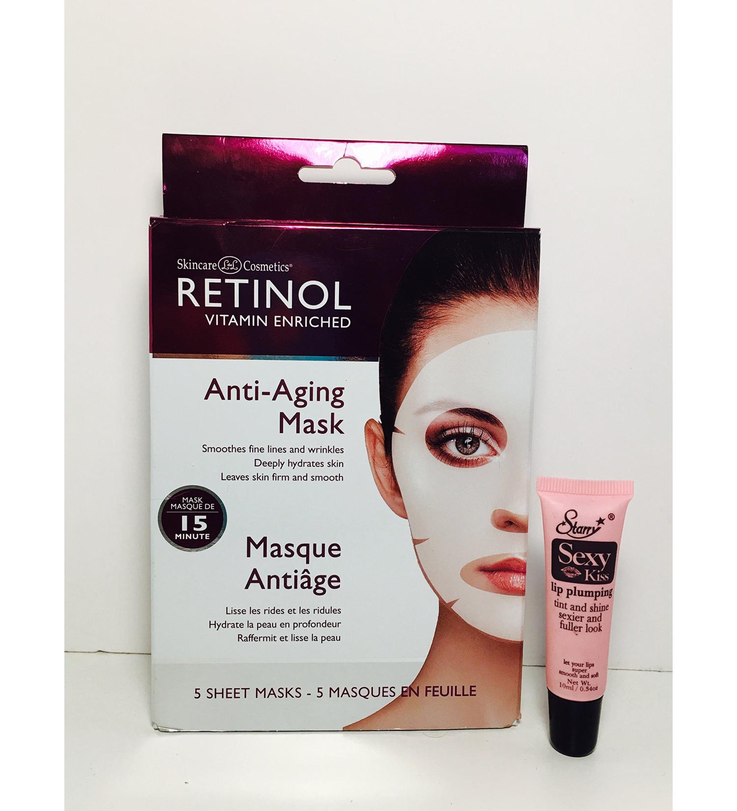 Skincare Cosmetics RETINOL Vitamin Enriched Anti-Aging 15 minute Mask 5 Sheets